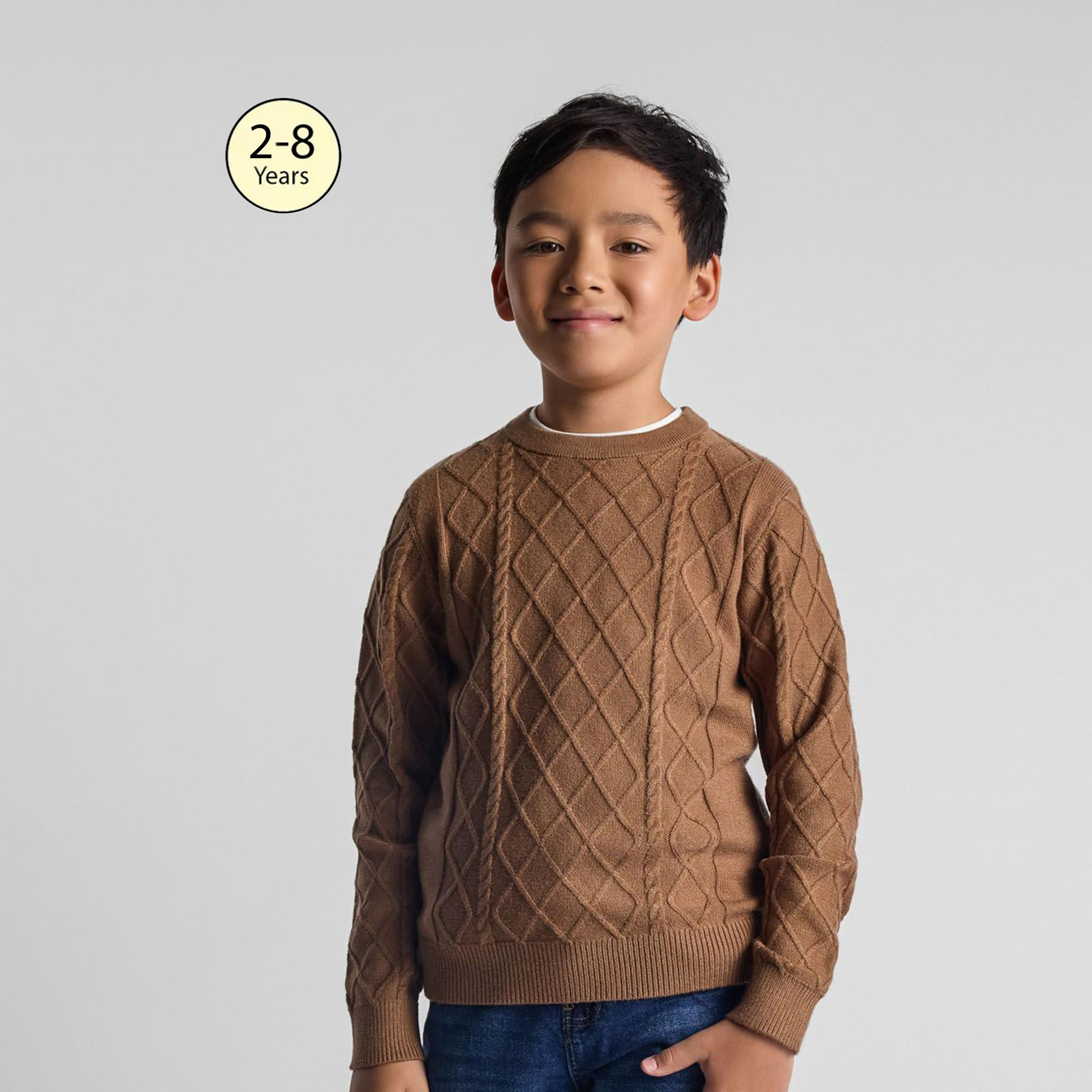 سترة بأكمام طويلة من الفيسكوز السادة بقبة دائرية من مينوتي-boys-clothing-jumpersandcardigans-image-1