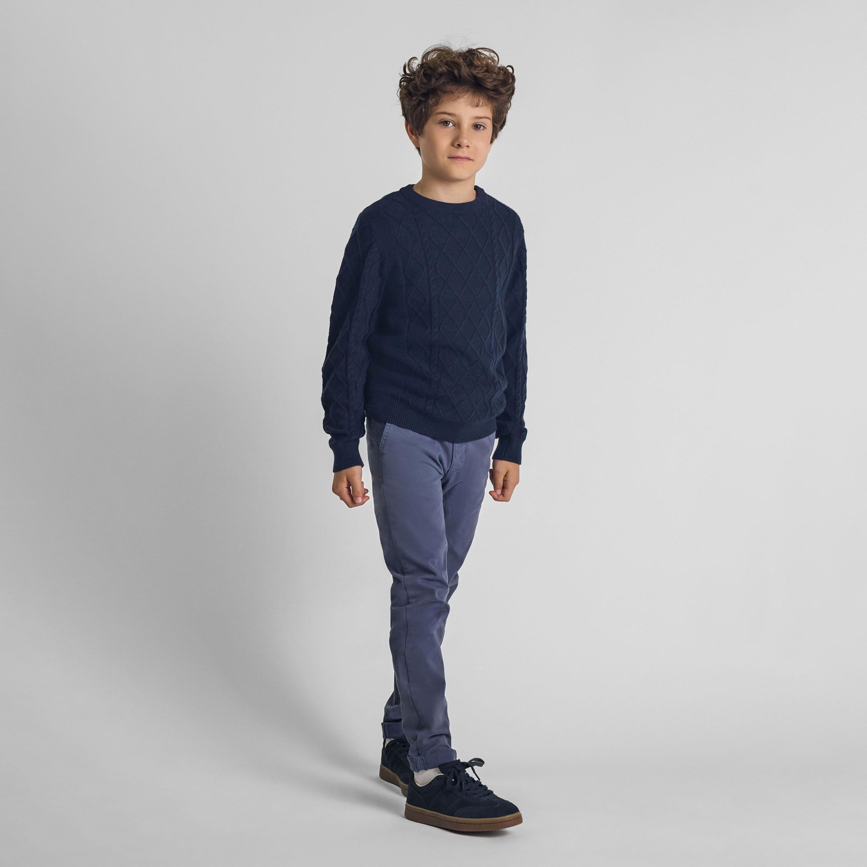 سترة بأكمام طويلة من الفيسكوز السادة بقبة دائرية من مينوتي-boys-clothing-jumpersandcardigans-image-2