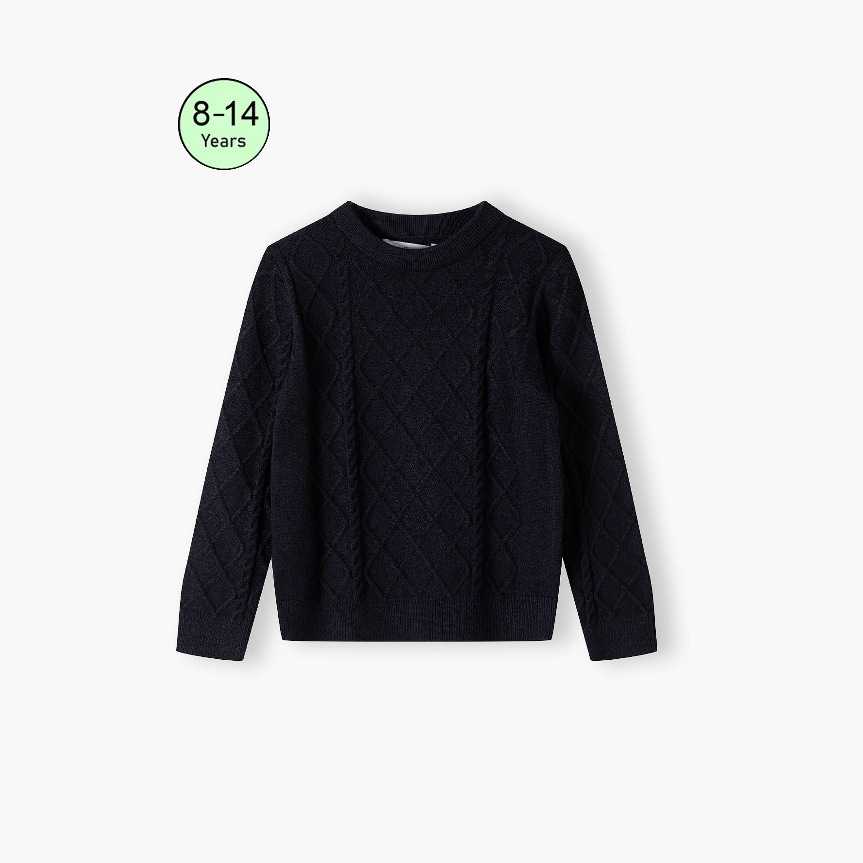 سترة بأكمام طويلة من الفيسكوز السادة بقبة دائرية من مينوتي-boys-clothing-jumpersandcardigans-image-1