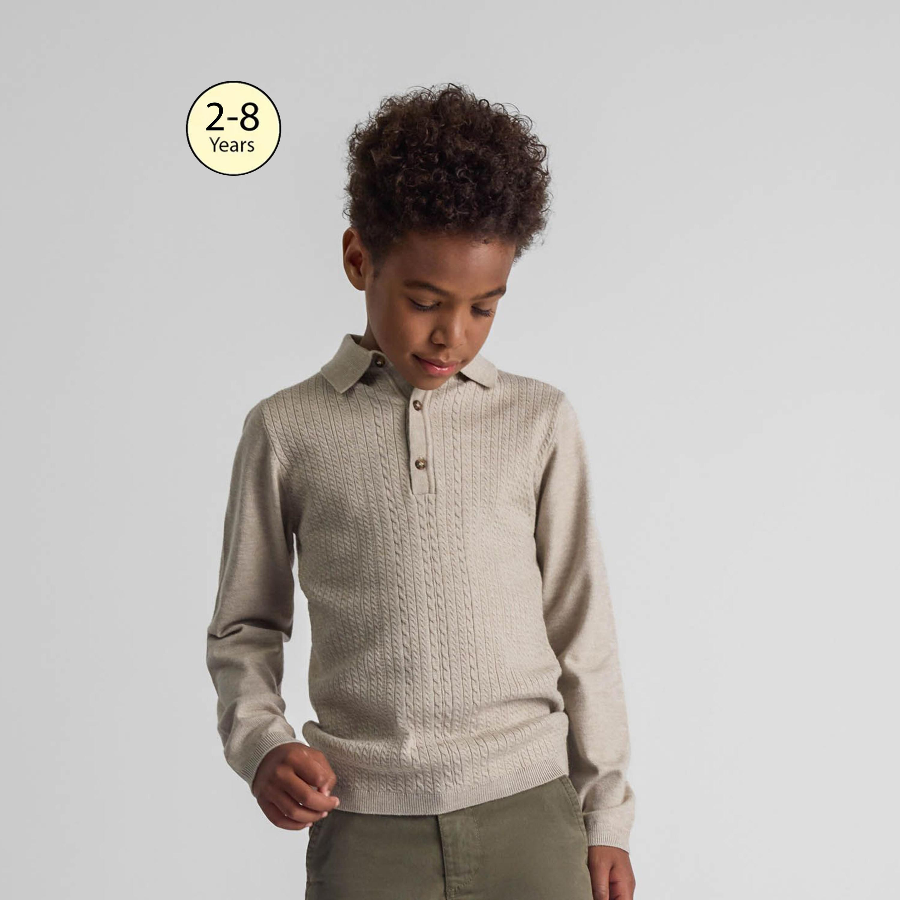 Minoti Long Sleeves Solid Viscose Blend Polo Jumper-boys-clothing-jumpersandcardigans-image-1