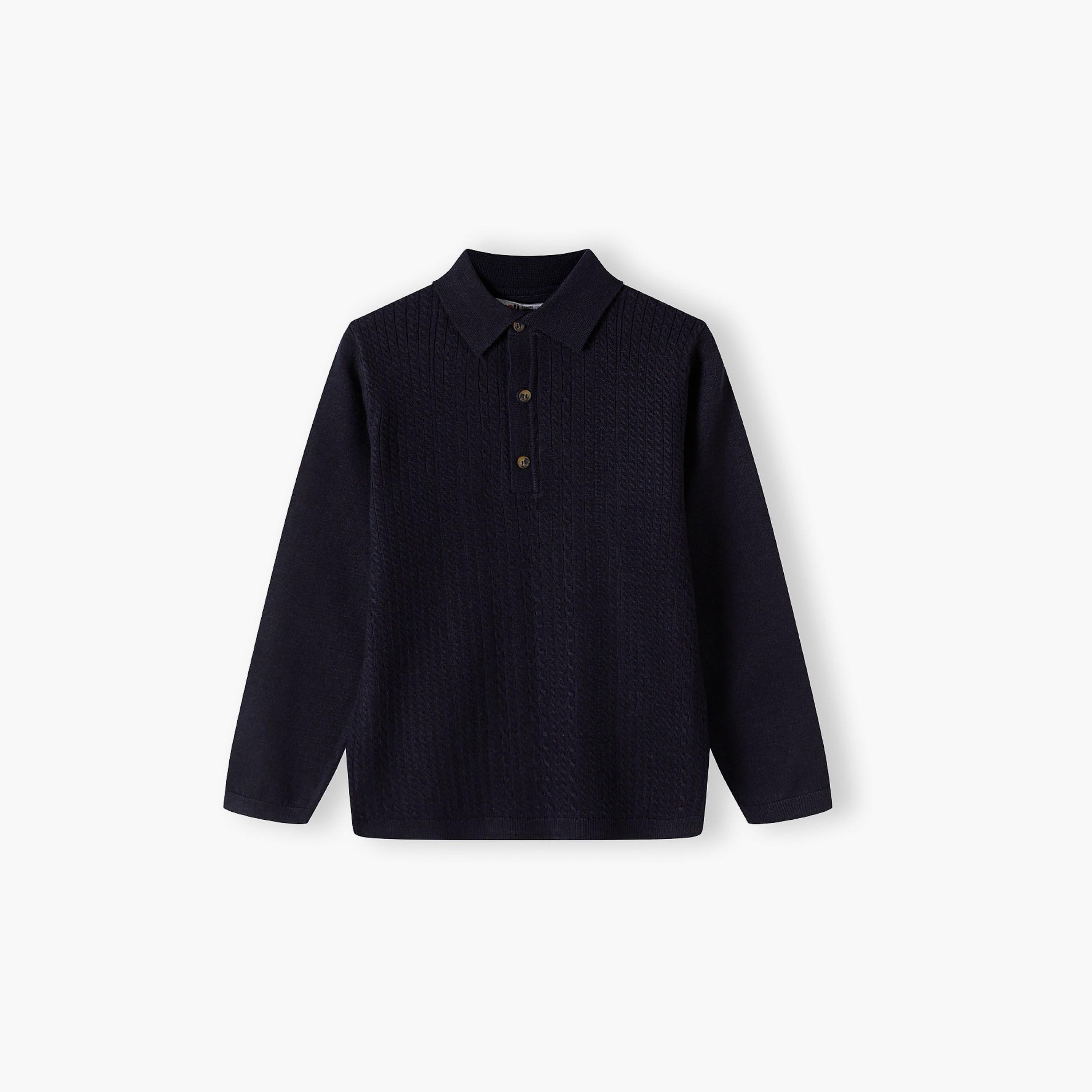 سترة بولو بأكمام طويلة من الفيسكوز السادة من مينوتي-boys-clothing-jumpersandcardigans-image-2