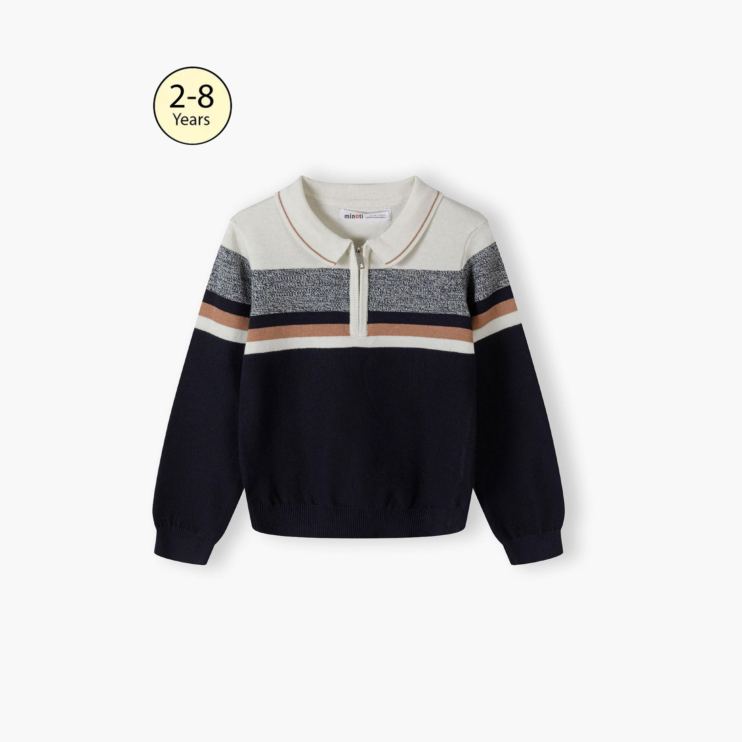 Minoti Long Sleeves Striped Cotton Sweater-boys-clothing-jumpersandcardigans-image-1