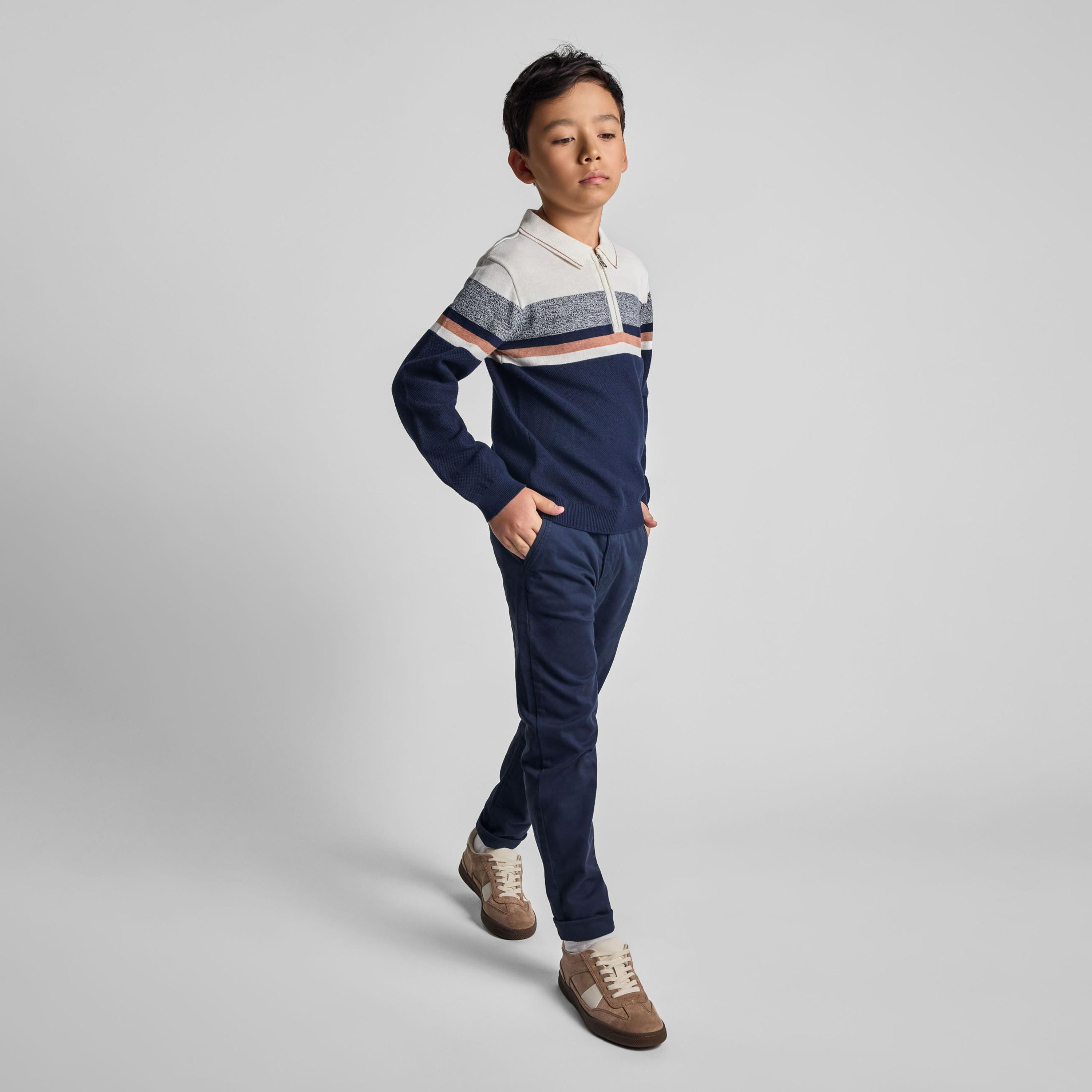 سترة بأكمام طويلة من القطن المقلم من مينوتي-boys-clothing-jumpersandcardigans-image-2