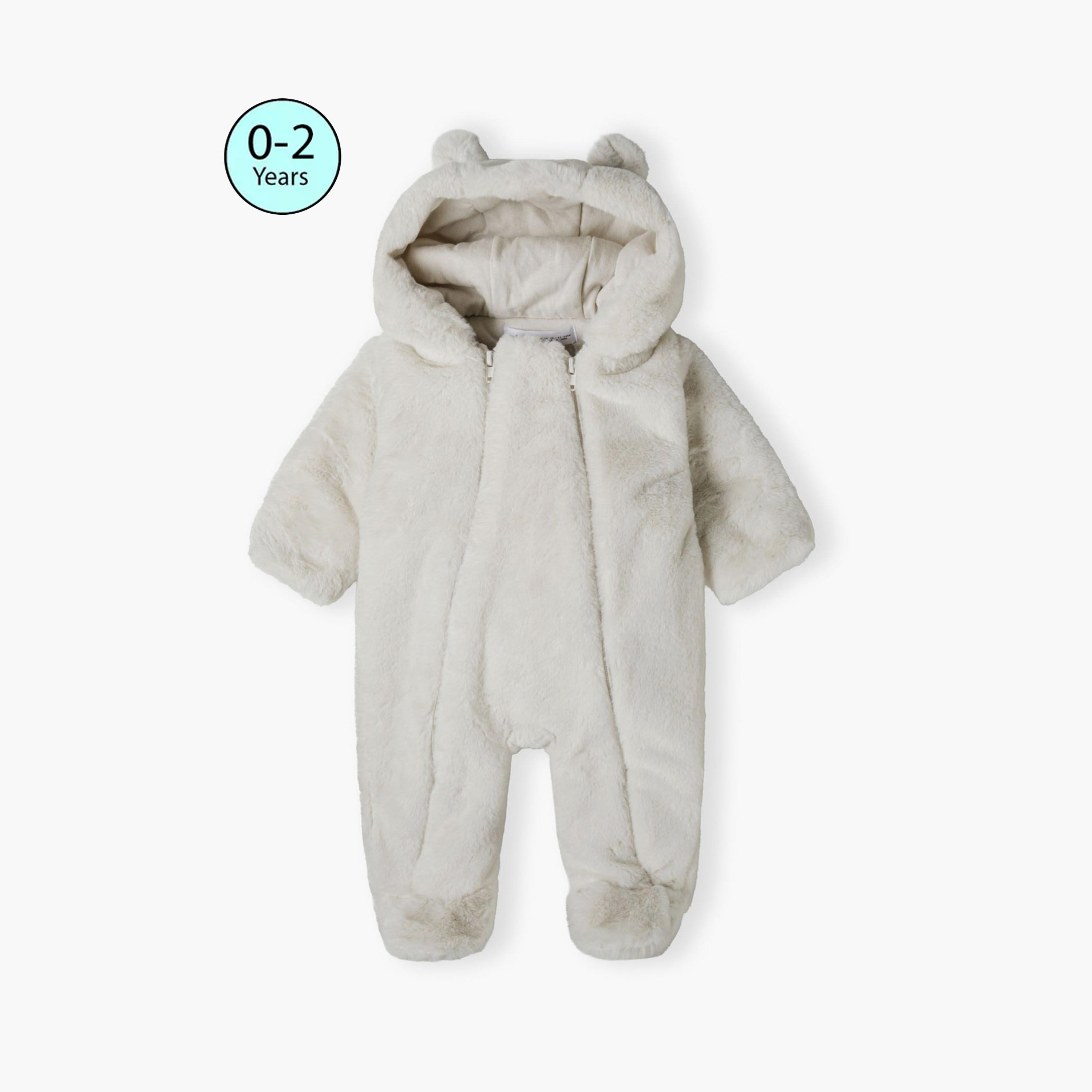 Minoti Faux Fur Snowsuit With 3D Ears-baby-boys-clothing-bodysuits-image-1