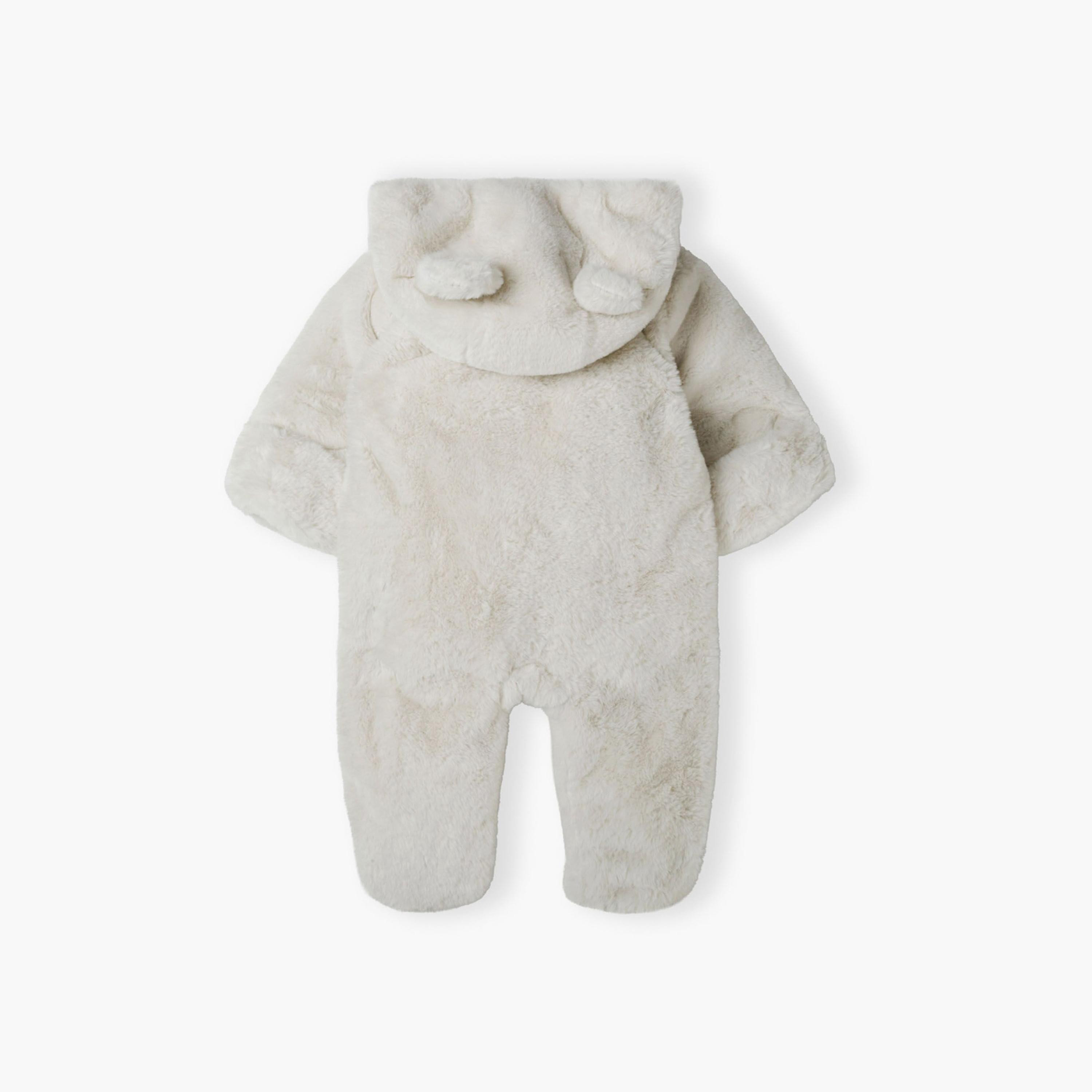 Minoti Faux Fur Snowsuit With 3D Ears-baby-boys-clothing-bodysuits-image-2