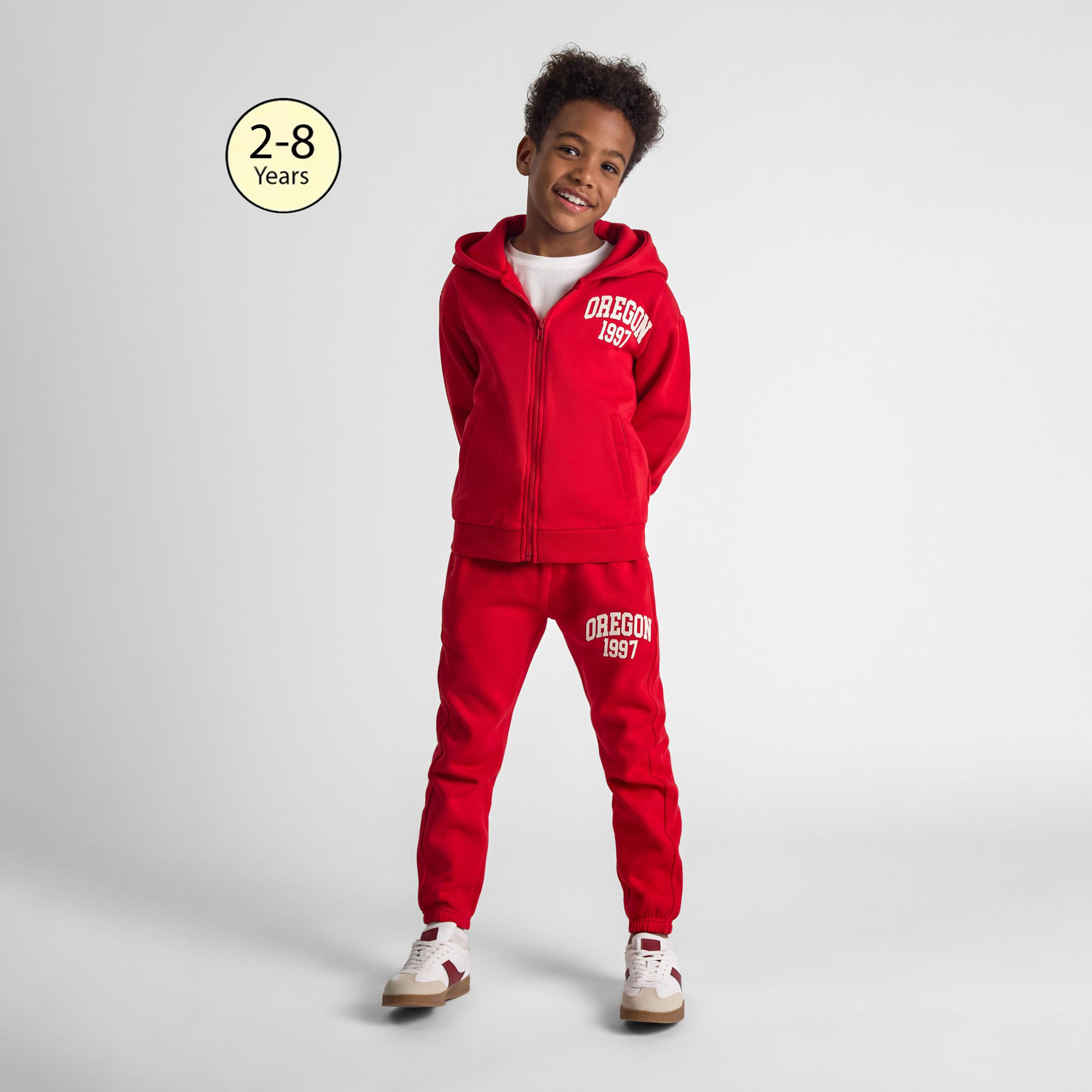 طقم من قطعتين بقلنسوة منقوشة بسحاب مع بنطلون رياضي من مينوتي-boys-clothing-setsandcoords-image-1