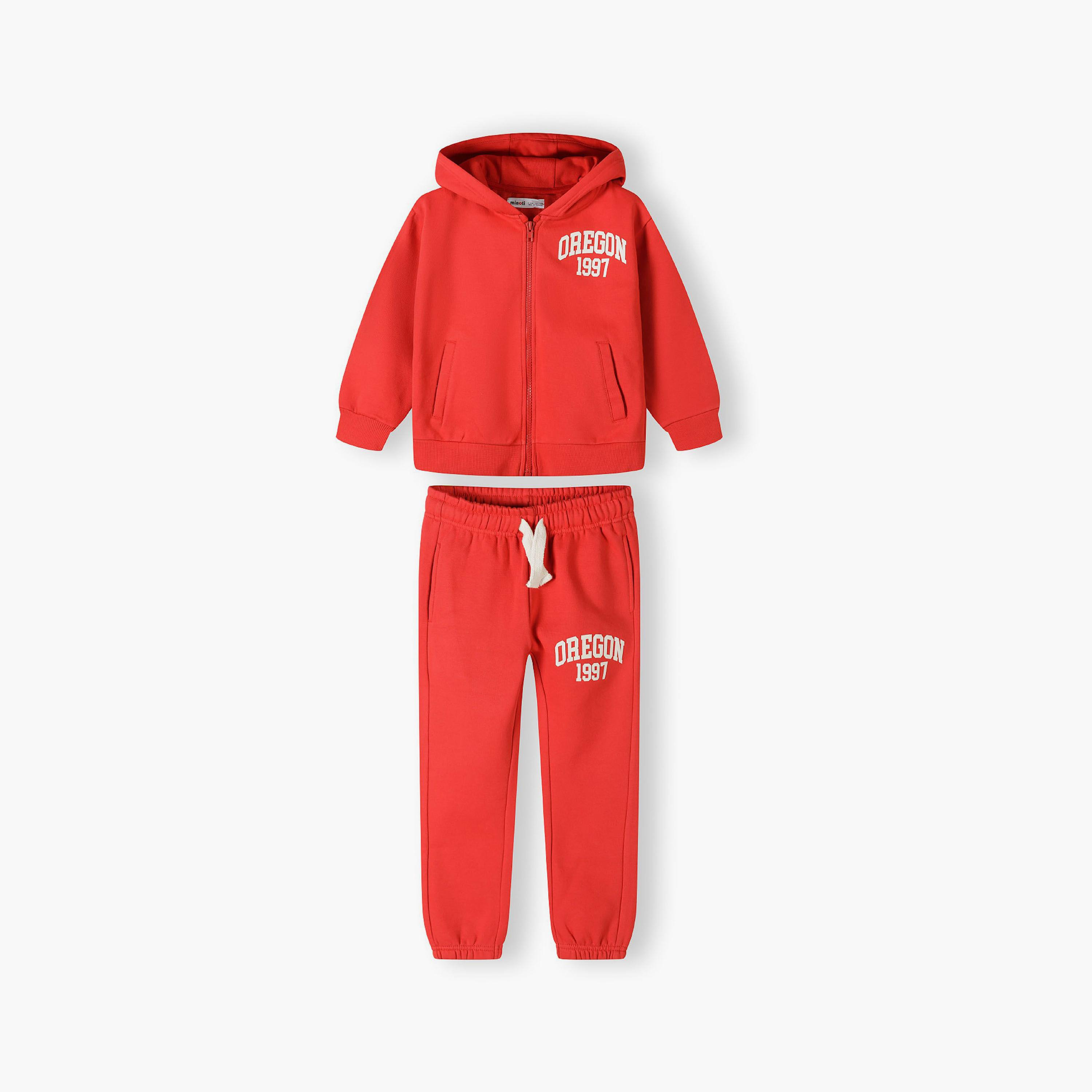 طقم من قطعتين بقلنسوة منقوشة بسحاب مع بنطلون رياضي من مينوتي-boys-clothing-setsandcoords-image-2