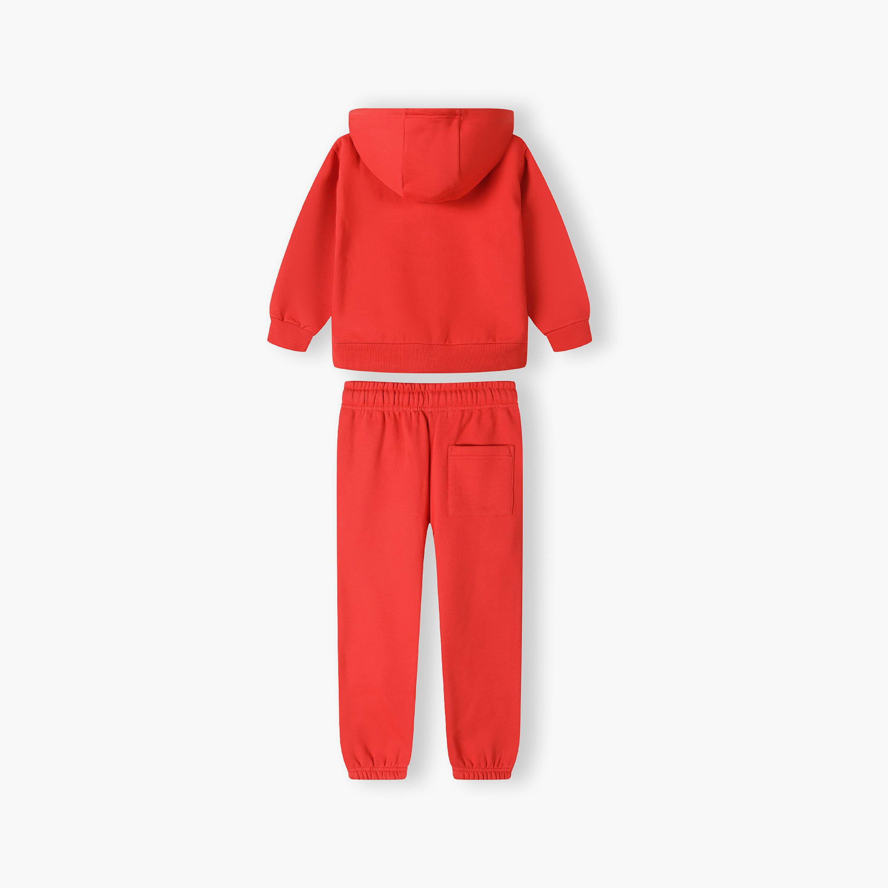 طقم من قطعتين بقلنسوة منقوشة بسحاب مع بنطلون رياضي من مينوتي-boys-clothing-setsandcoords-image-3