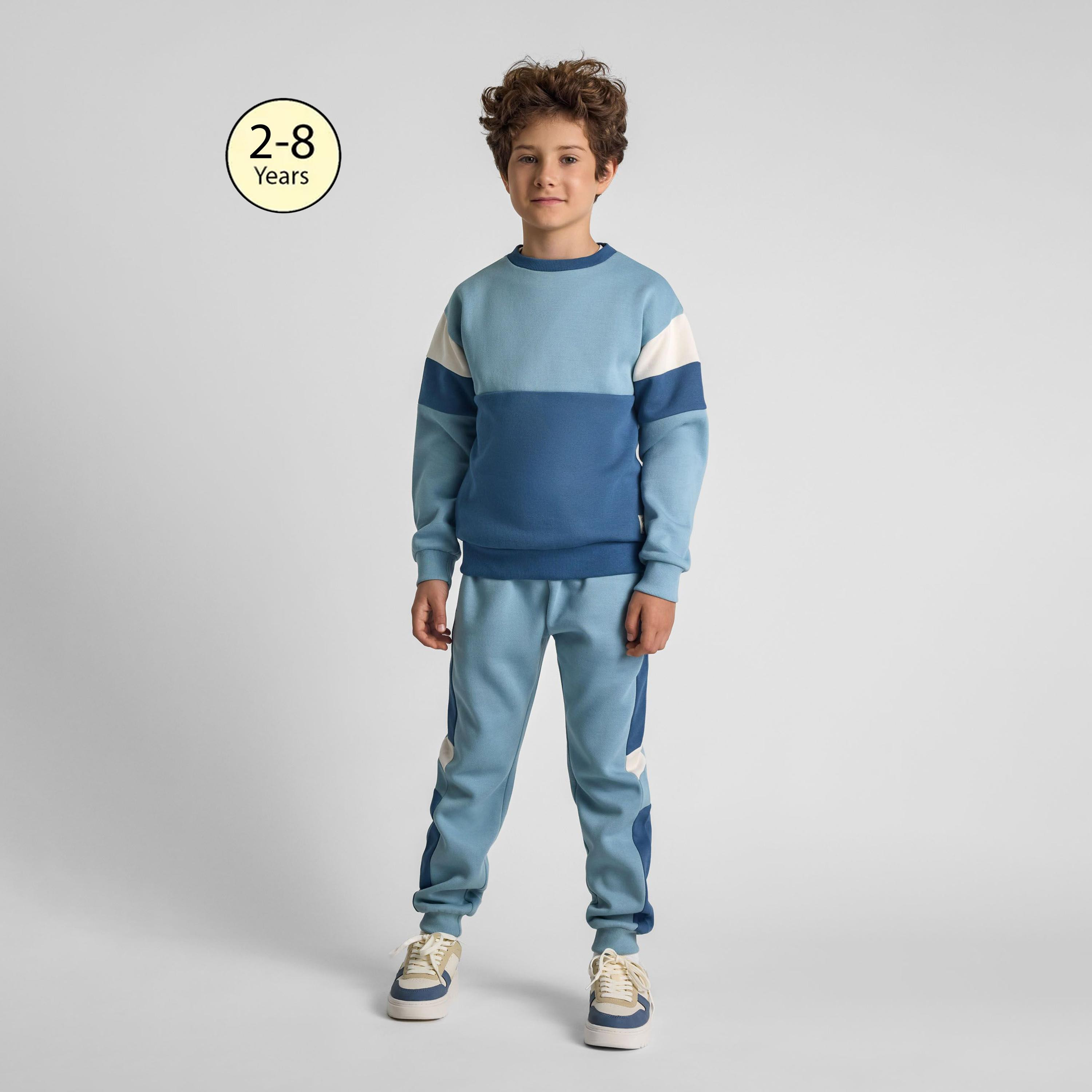 طقم من قطعتين بقلنسوة منقوشة بقبة دائرية مع بنطلون رياضي من مينوتي-boys-clothing-setsandcoords-image-1