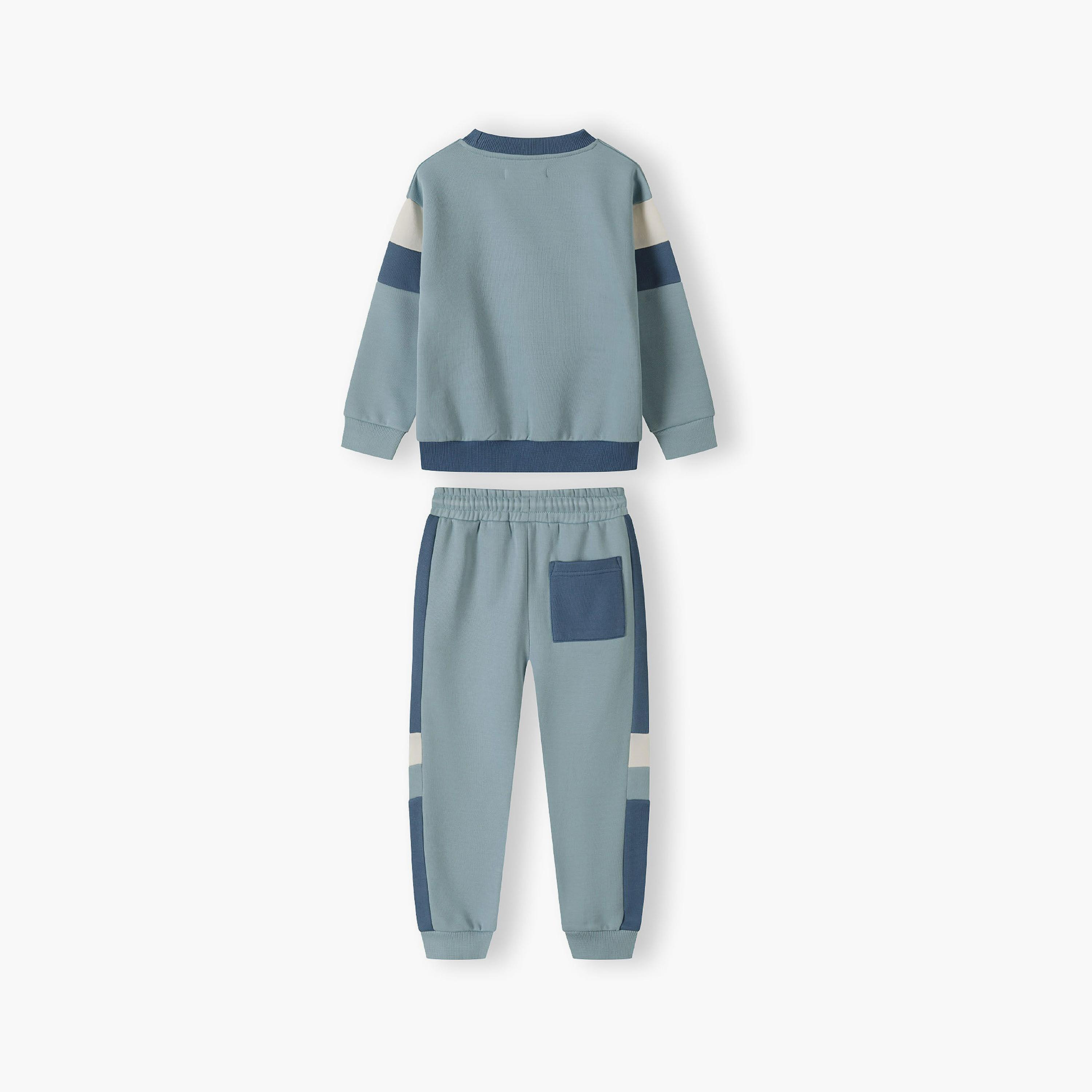 طقم من قطعتين بقلنسوة منقوشة بقبة دائرية مع بنطلون رياضي من مينوتي-boys-clothing-setsandcoords-image-3