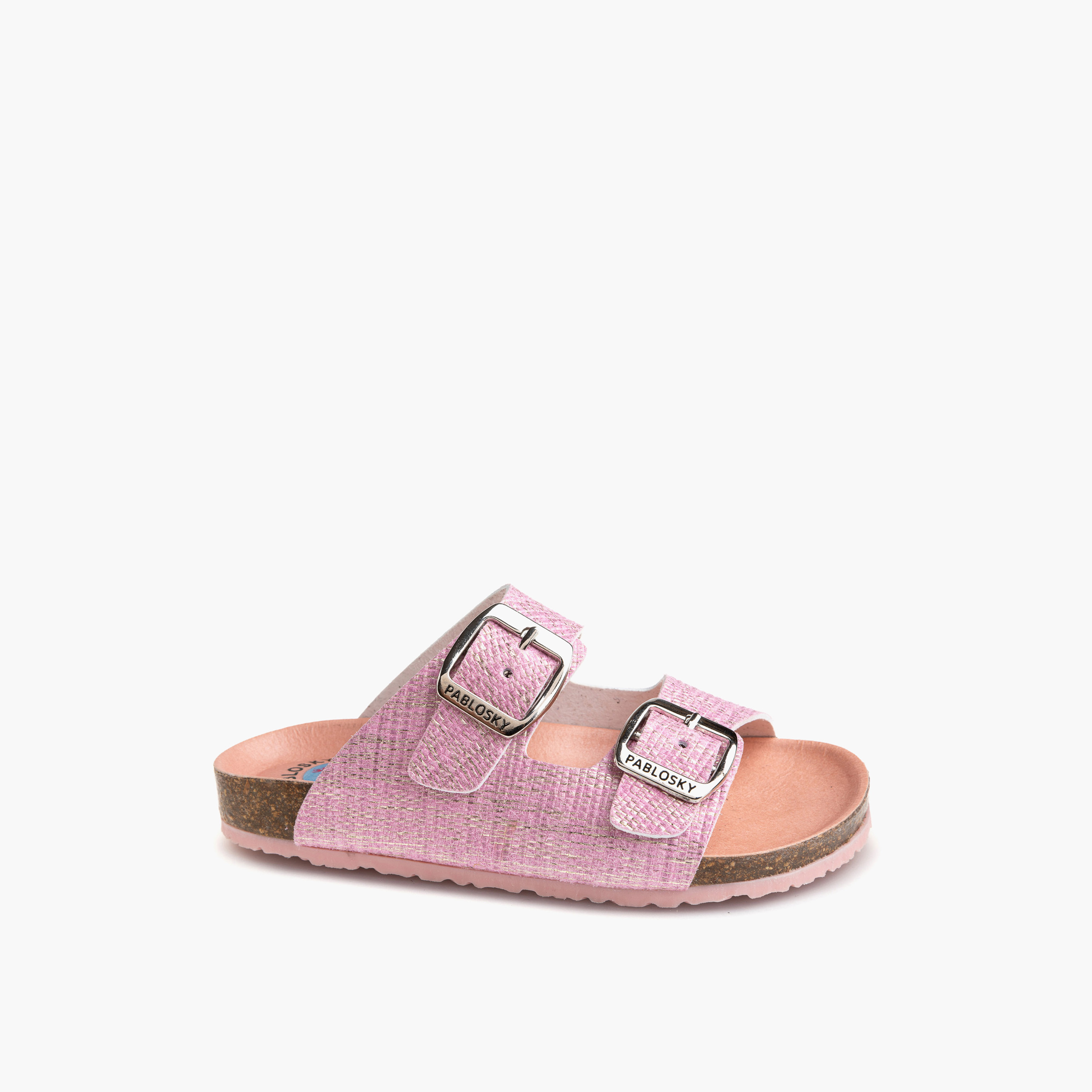 Pablosky Girls' Textured Slip-On Sandals with Buckle Detail-girls-shoes-sandals-image-1