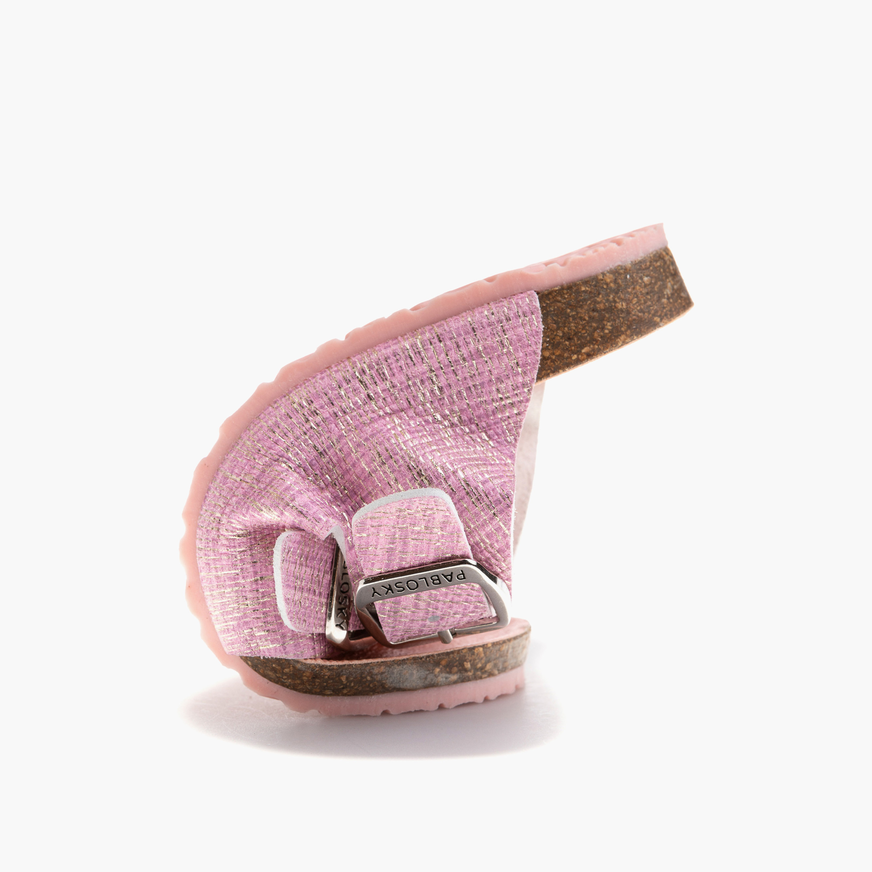 Pablosky Girls' Textured Slip-On Sandals with Buckle Detail-girls-shoes-sandals-image-6