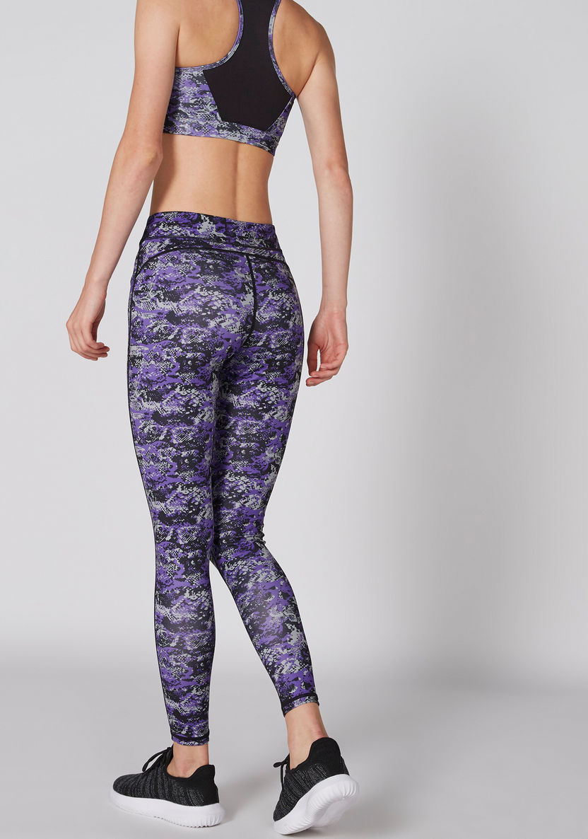 Printed Full Length Leggings with Elasticised Waistband-Bottoms-image-1