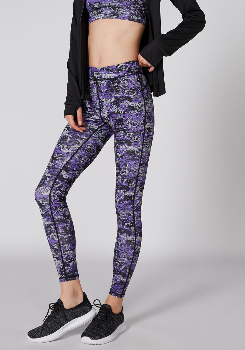 Printed Full Length Leggings with Elasticised Waistband-Bottoms-image-2