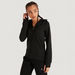 Solid Hooded Jacket with Attached Earphones and Pockets-Hoodies-thumbnailMobile-0