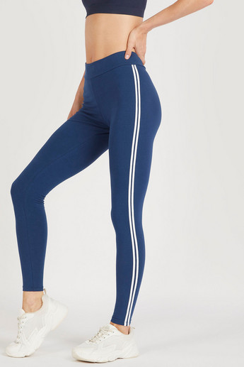 Sustainable Leggings with Elasticated Waistband and Tape Detail
