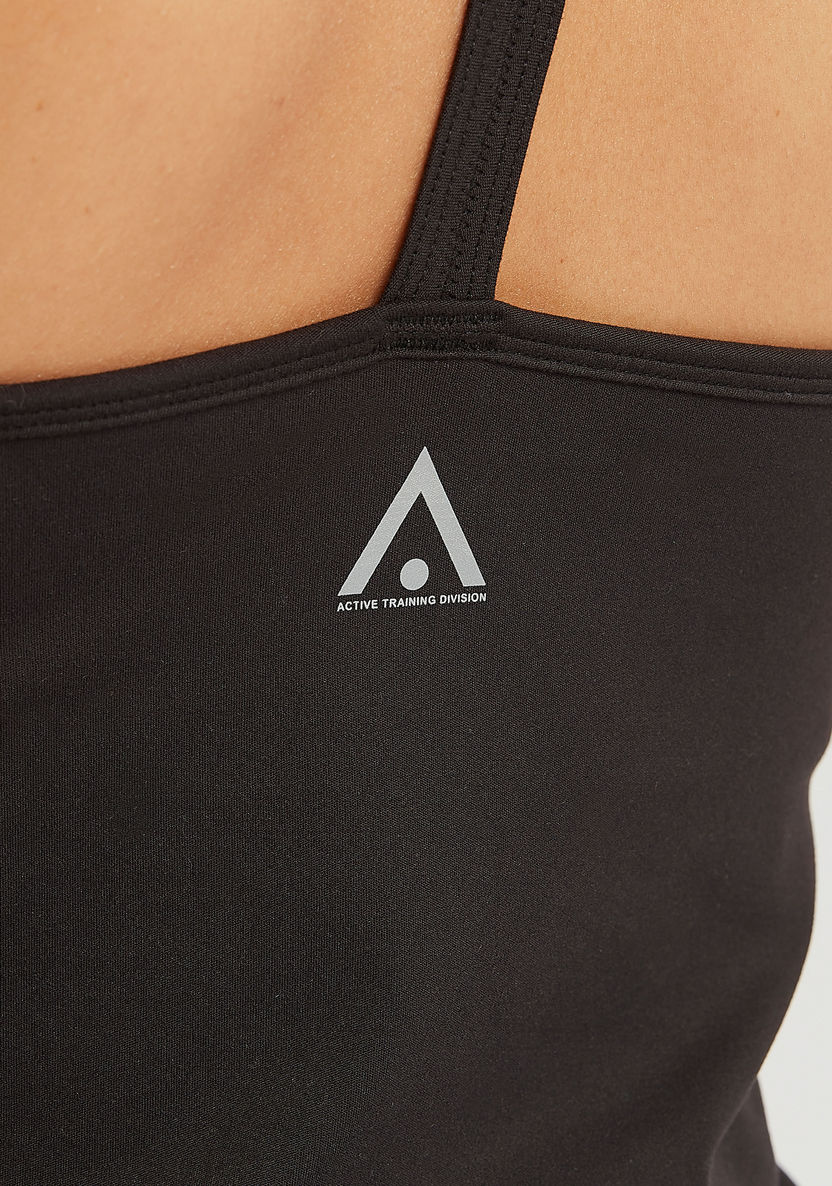 Logo Printed Tank Top with Scoop Neck and Stylized Straps-T Shirts & Vests-image-2