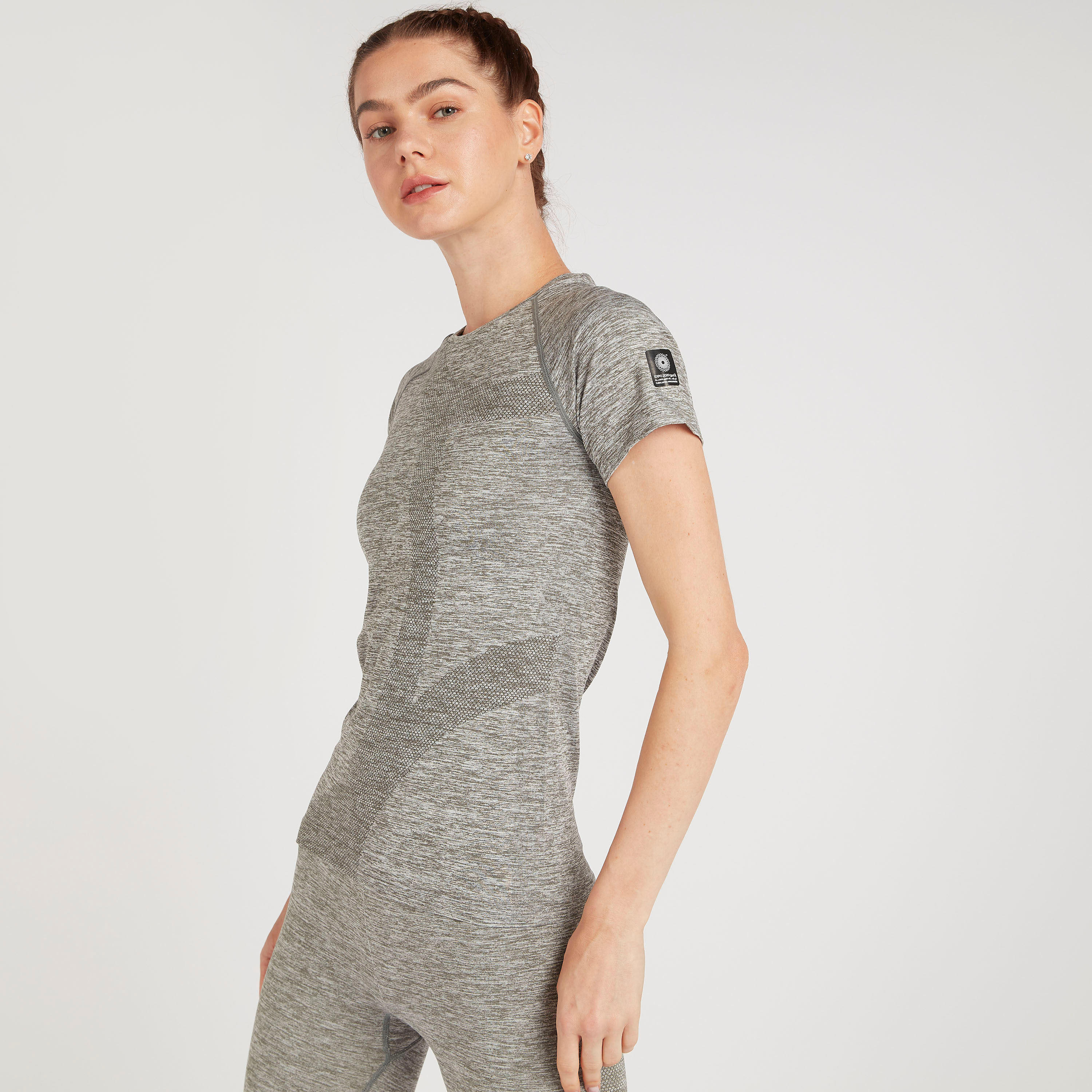 تيشيرت سادة بياقة ضيّقة وأكمام قصيرة-sports-women-clothing-tshirtsandvests-image-1