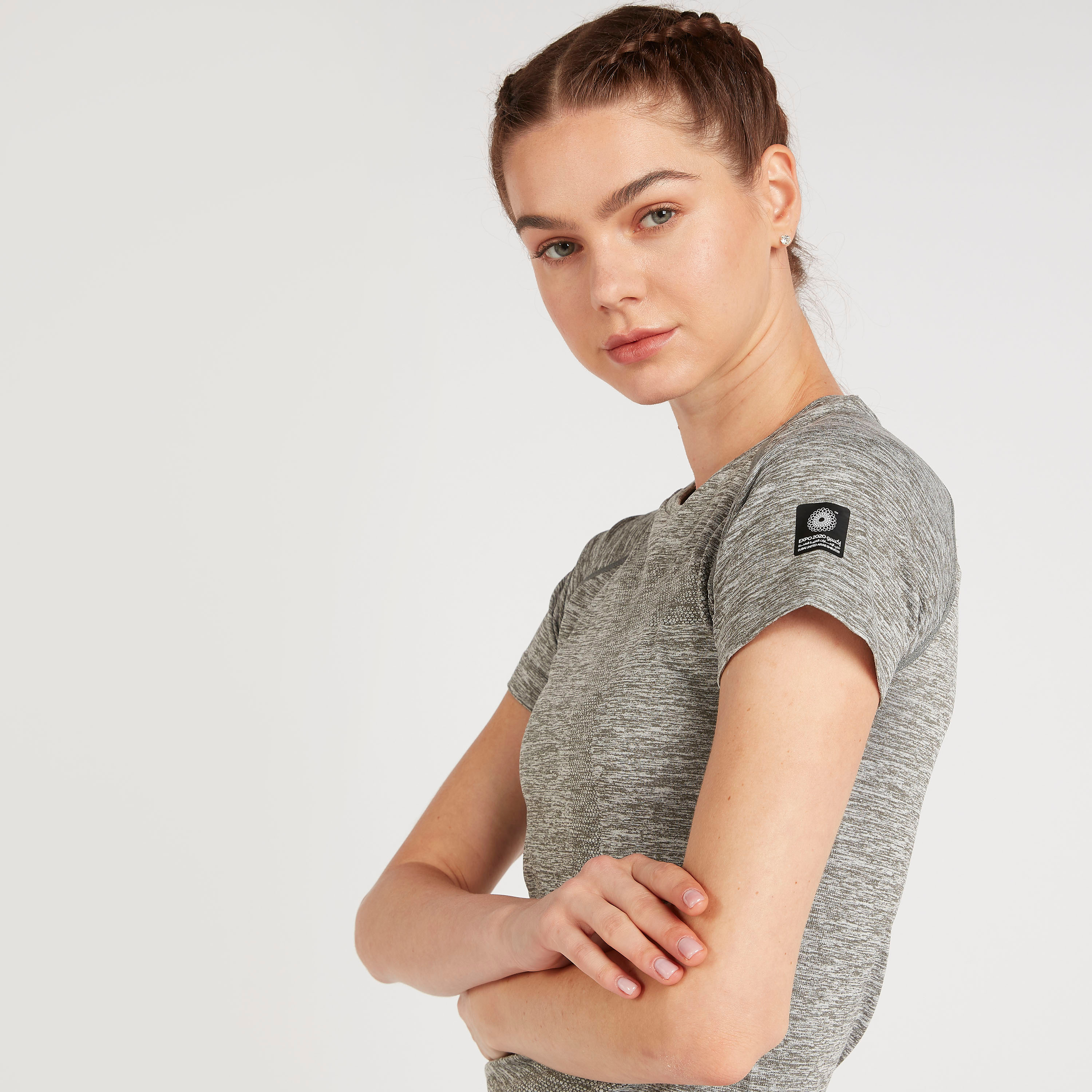 تيشيرت سادة بياقة ضيّقة وأكمام قصيرة-sports-women-clothing-tshirtsandvests-image-6