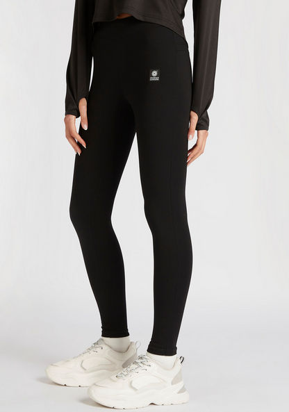 Solid Leggings with Elasticised Waistband and Zipped Pocket