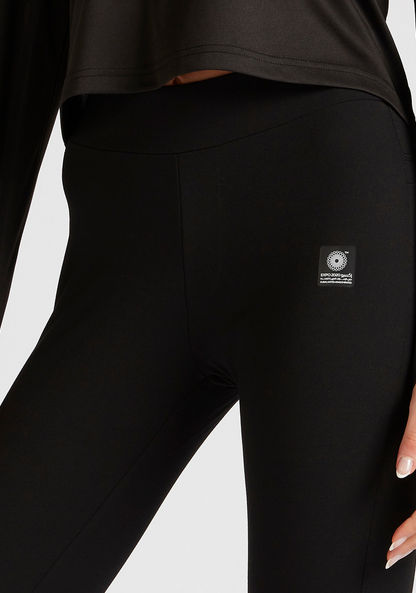 Solid Leggings with Elasticised Waistband and Zipped Pocket