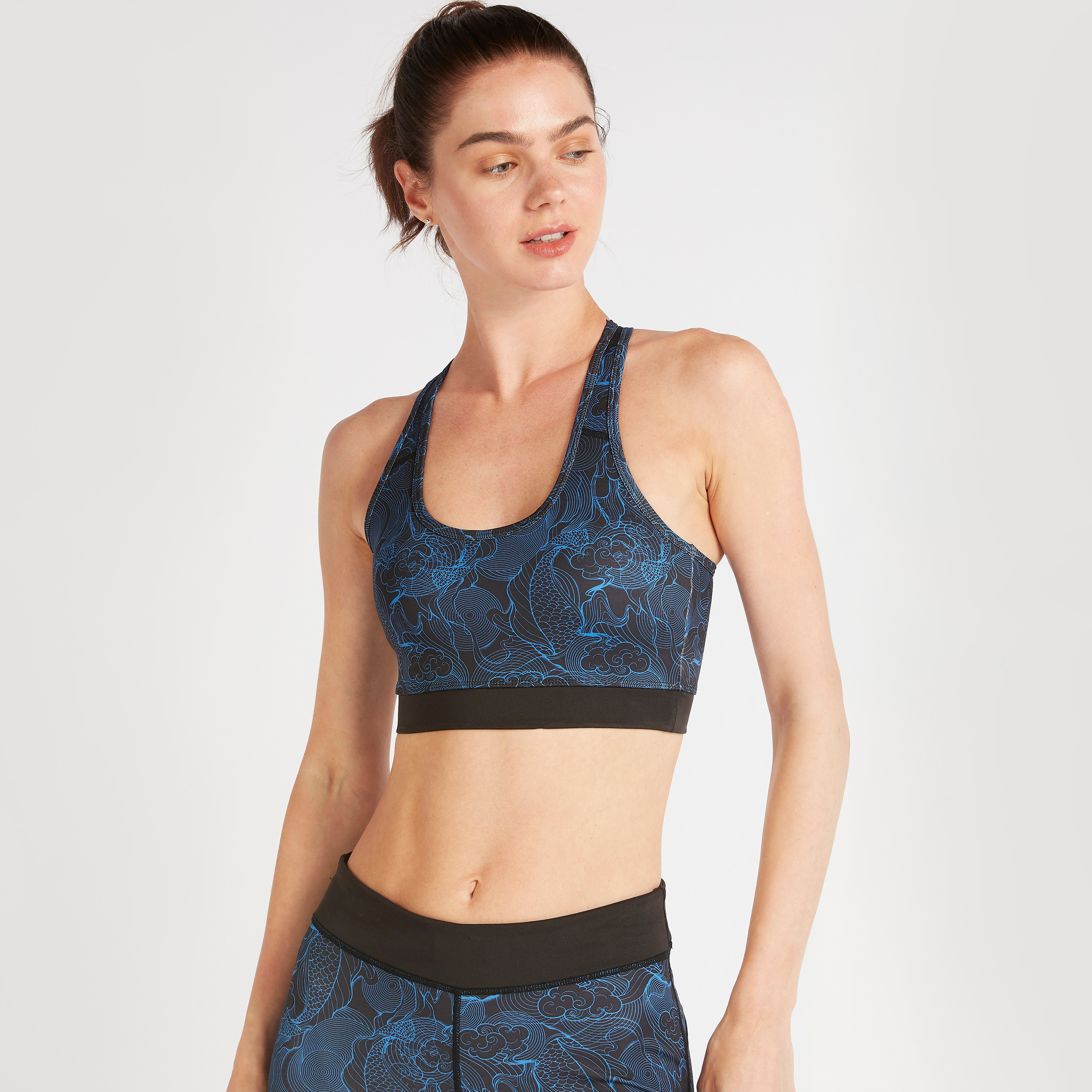 Printed Sports Bra with Mesh Insert Racerback and Scoop Neck-women-clothing-sportswearandactivewear-sportsbras-image-1