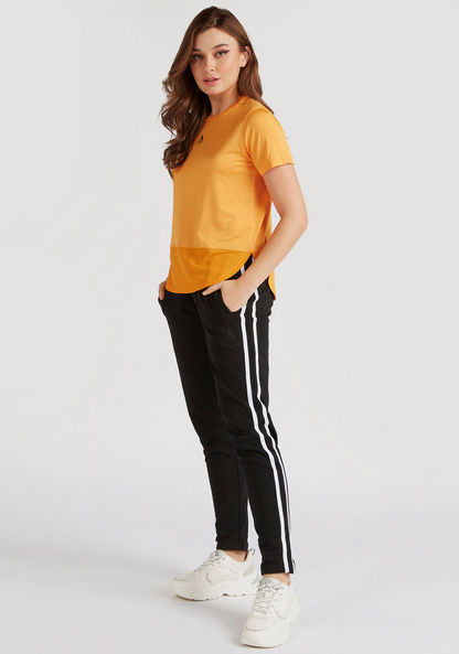 Solid Track Pants with Drawstring Closure and Tape Detail-Joggers-image-4