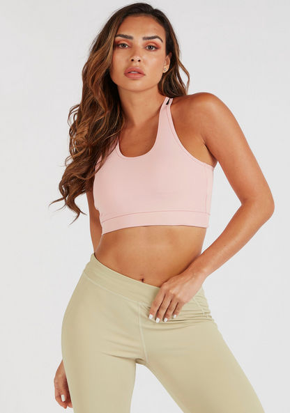 Solid Sports Bra with Scoop Neck and Racerback