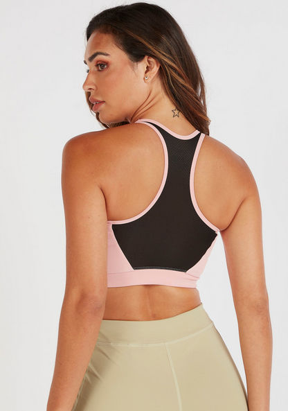 Solid Sports Bra with Scoop Neck and Racerback-Bras-image-3