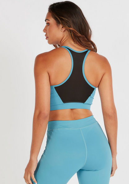 Solid Sports Bra with Scoop Neck and Racerback-Bras-image-3