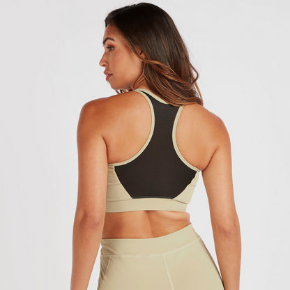 Solid Sports Bra with Scoop Neck and Racerback