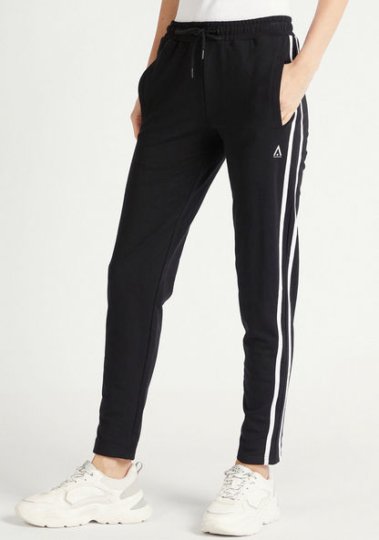 Solid Full-Length Track Pants with Side Tape Detail and Pockets-Bottoms-image-0