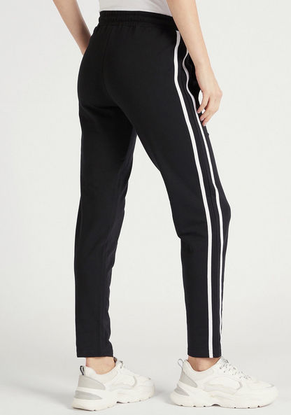 Solid Full-Length Track Pants with Side Tape Detail and Pockets-Bottoms-image-3