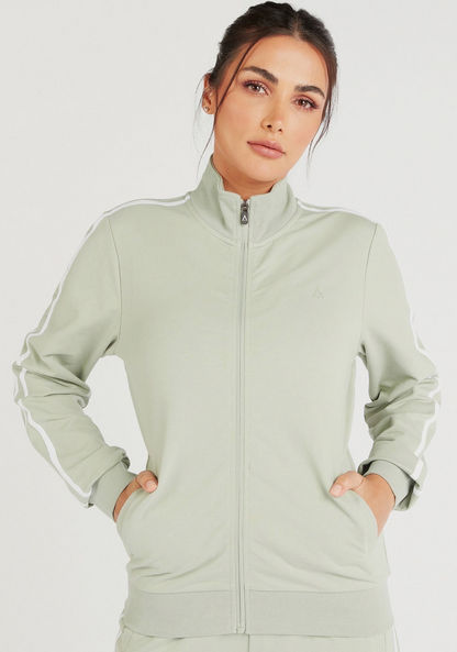 Solid Zip Through Jacket with Long Sleeves and Pockets