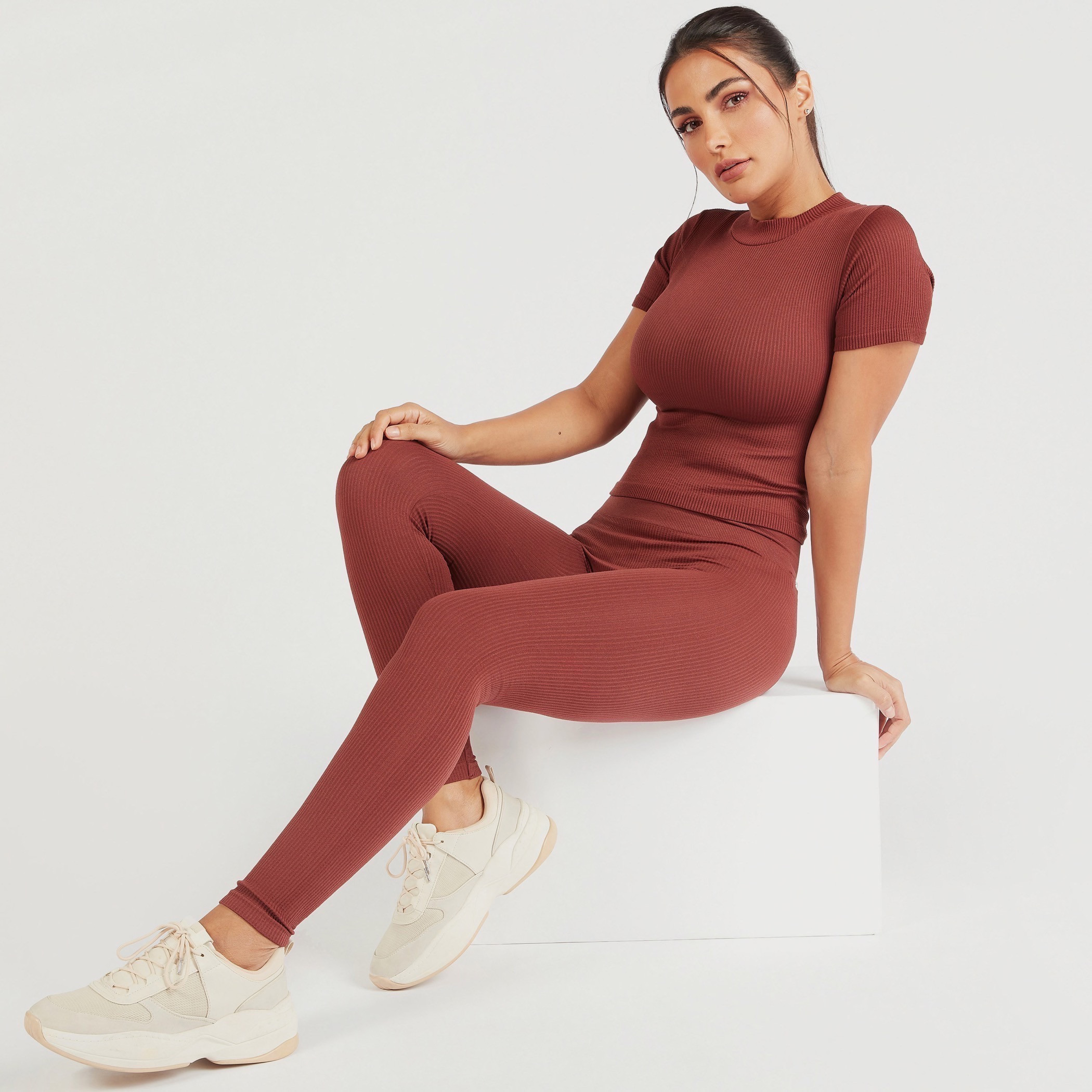 Ribbed T-shirt with Crew Neck and Short Sleeves-sports-women-clothing-tshirtsandvests-image-8