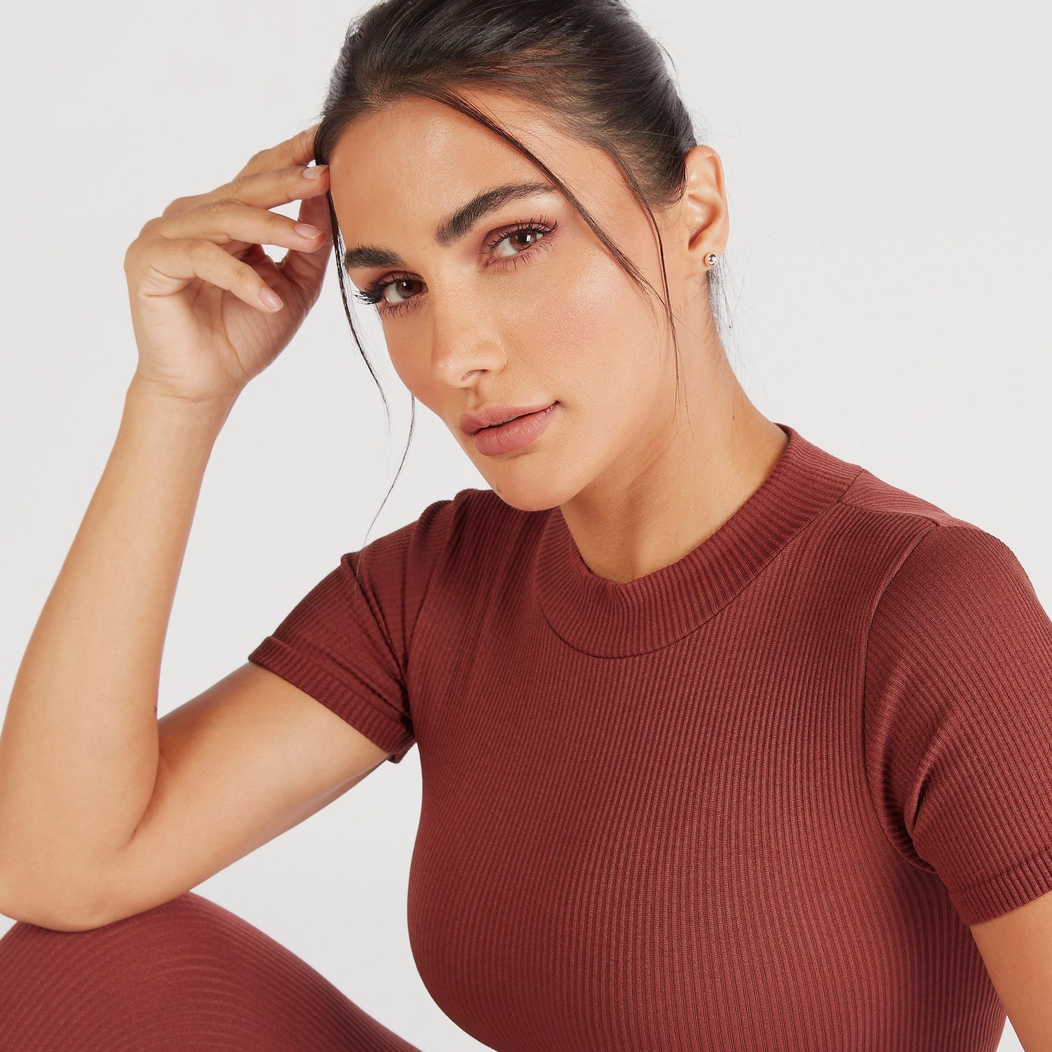 Ribbed T-shirt with Crew Neck and Short Sleeves-sports-women-clothing-tshirtsandvests-image-9