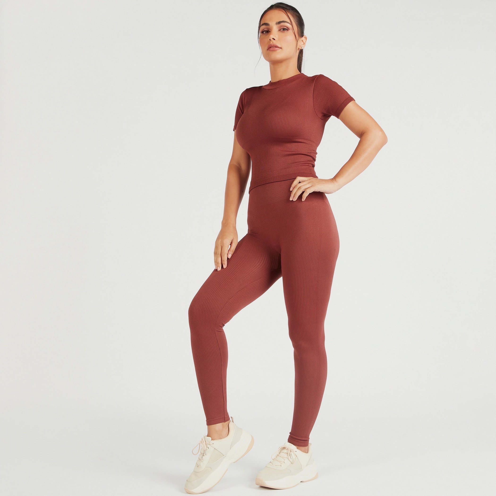 Ribbed T-shirt with Crew Neck and Short Sleeves-sports-women-clothing-tshirtsandvests-image-12