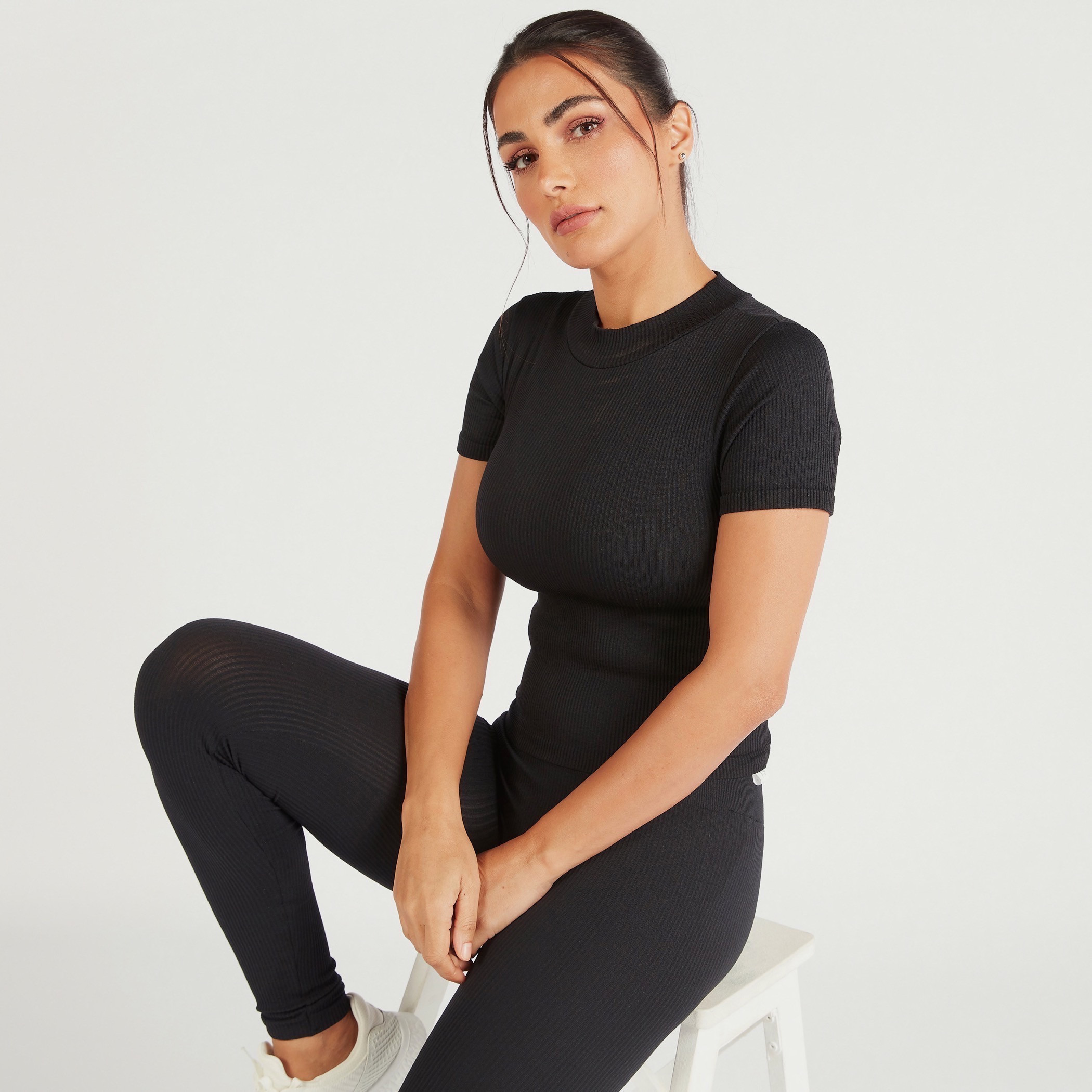 Ribbed T-shirt with Crew Neck and Short Sleeves-sports-women-clothing-tshirtsandvests-image-13
