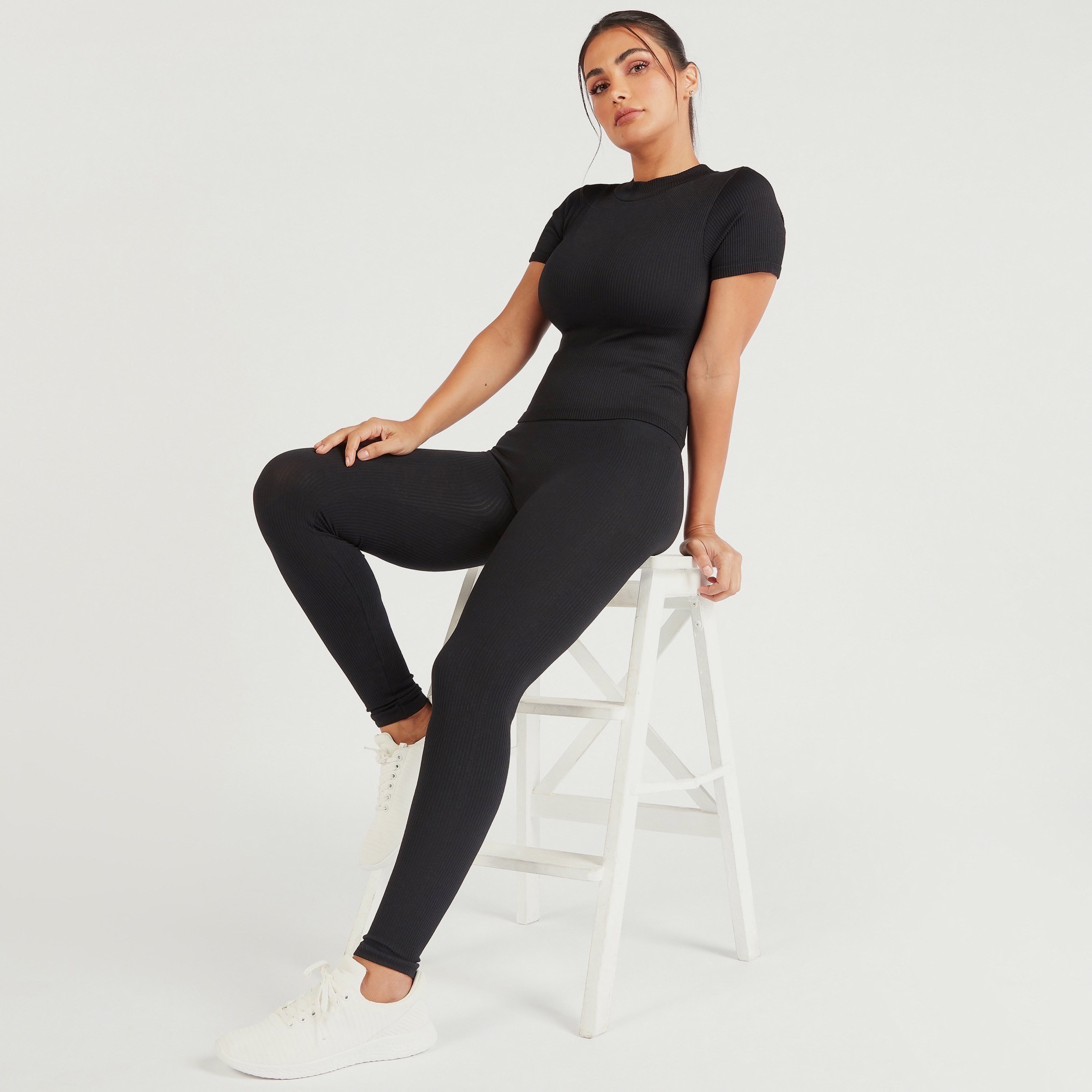 Ribbed T-shirt with Crew Neck and Short Sleeves-sports-women-clothing-tshirtsandvests-image-14