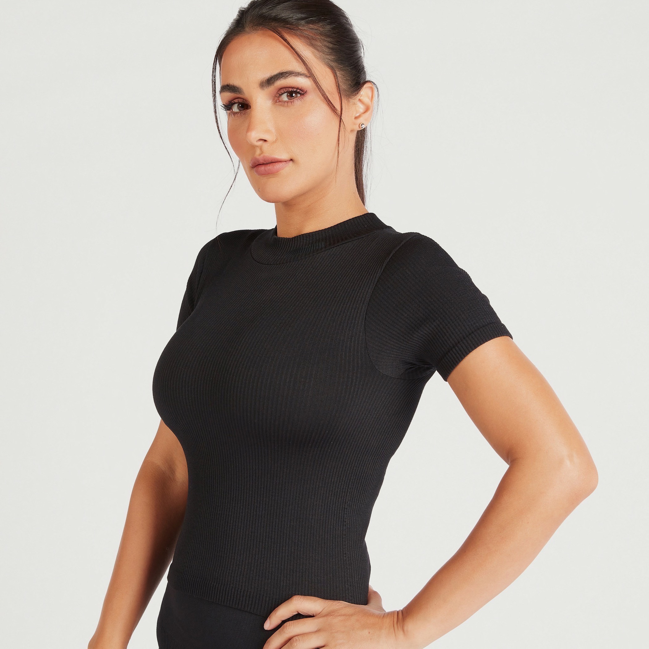 Ribbed T-shirt with Crew Neck and Short Sleeves-sports-women-clothing-tshirtsandvests-image-15