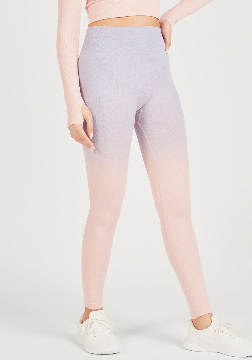 Solid High-Rise Leggings with Elastic Waistband-Bottoms-image-1