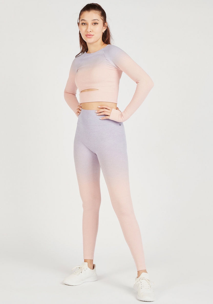 Solid High-Rise Leggings with Elastic Waistband-Bottoms-image-4