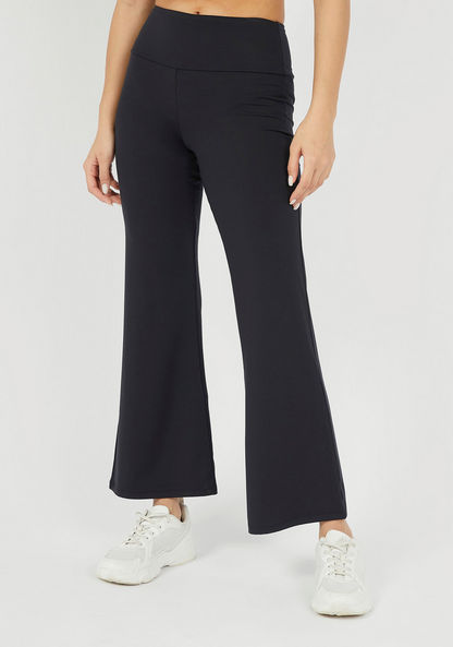 Solid Track Pants with Elasticised Waistband-Bottoms-image-0