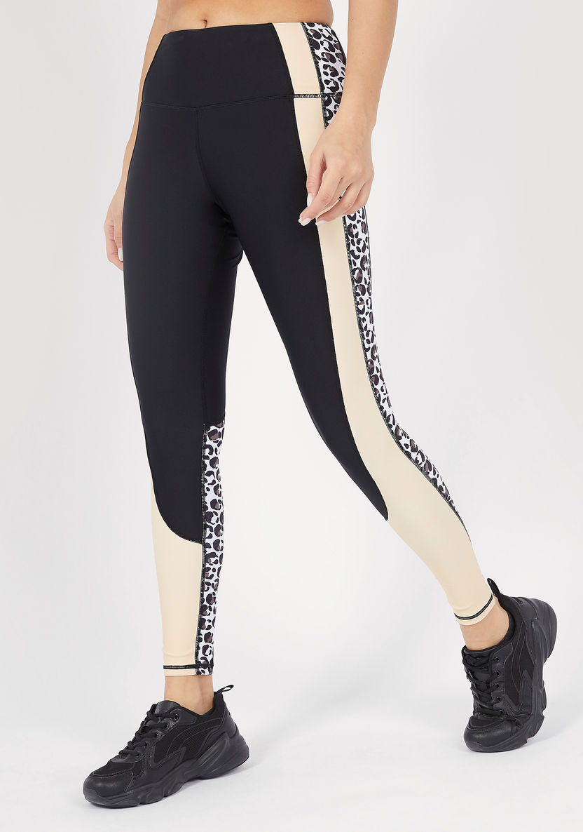 Panelled Leggings with Elasticated Waistband-Bottoms-image-0