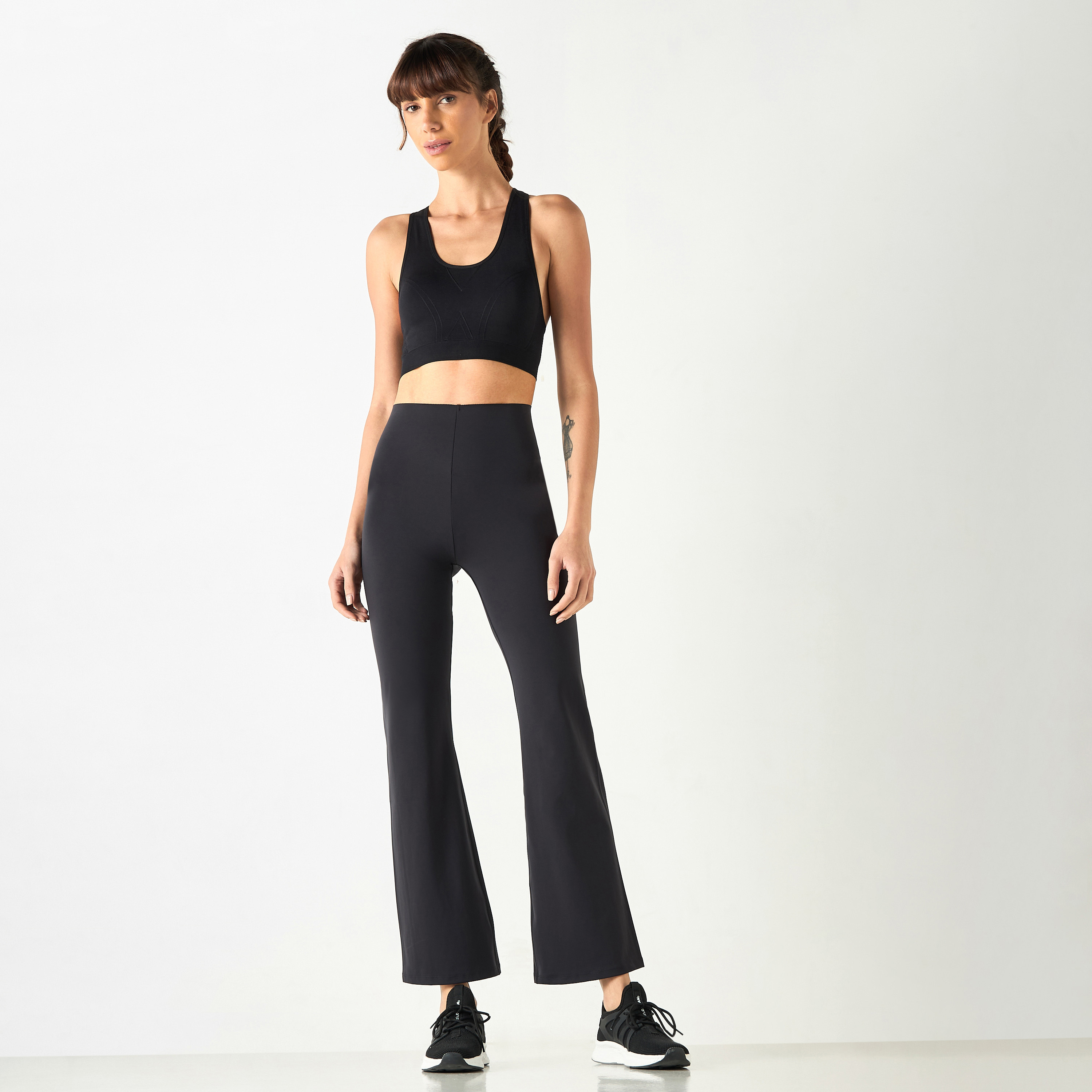 Flared Leggings with Elasticated Waistband-women-clothing-sportswearandactivewear-bottoms-leggings-image-2