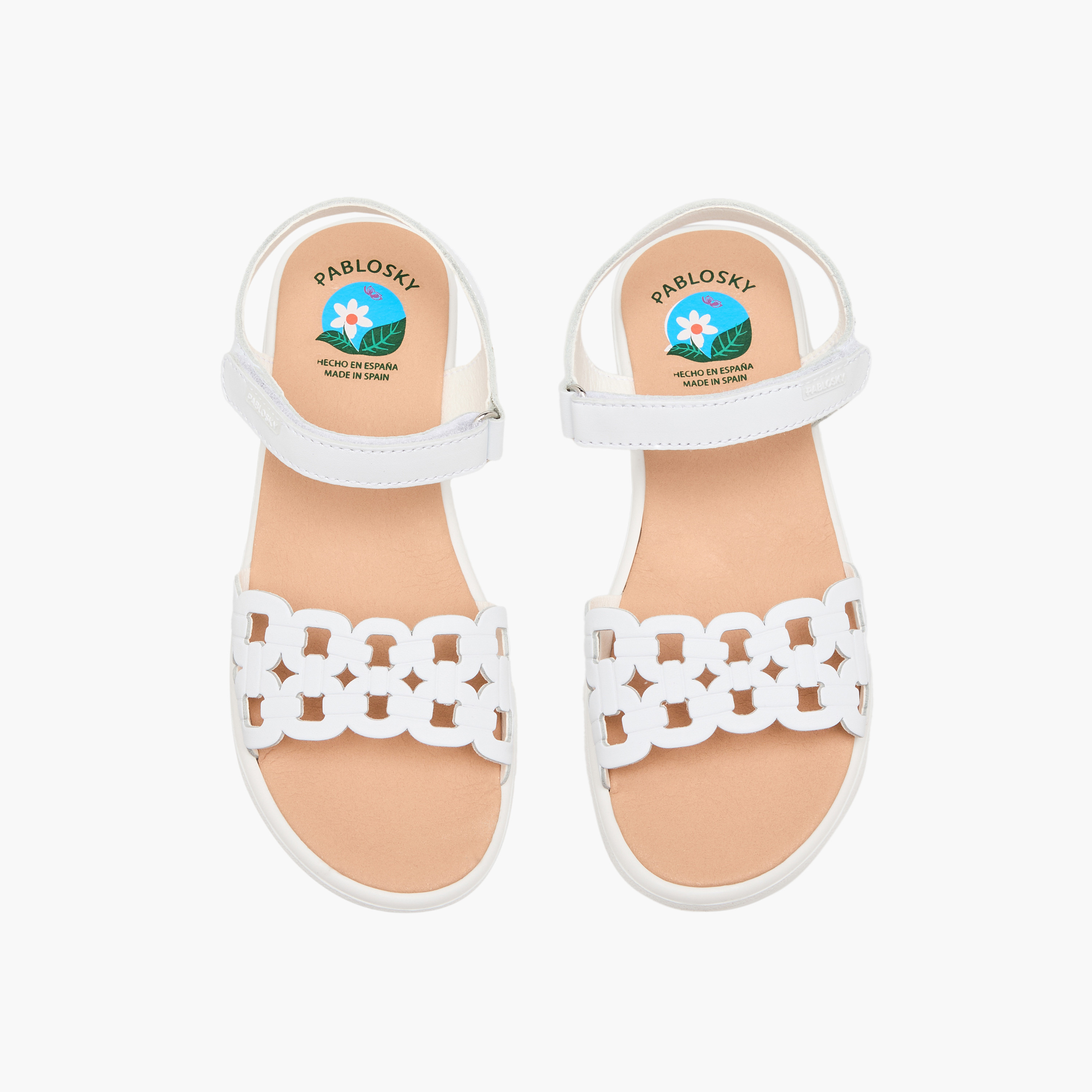 Pablosky Girls Cutout Detail Hook & Loop Leather Sandals-girls-shoes-sandals-image-1