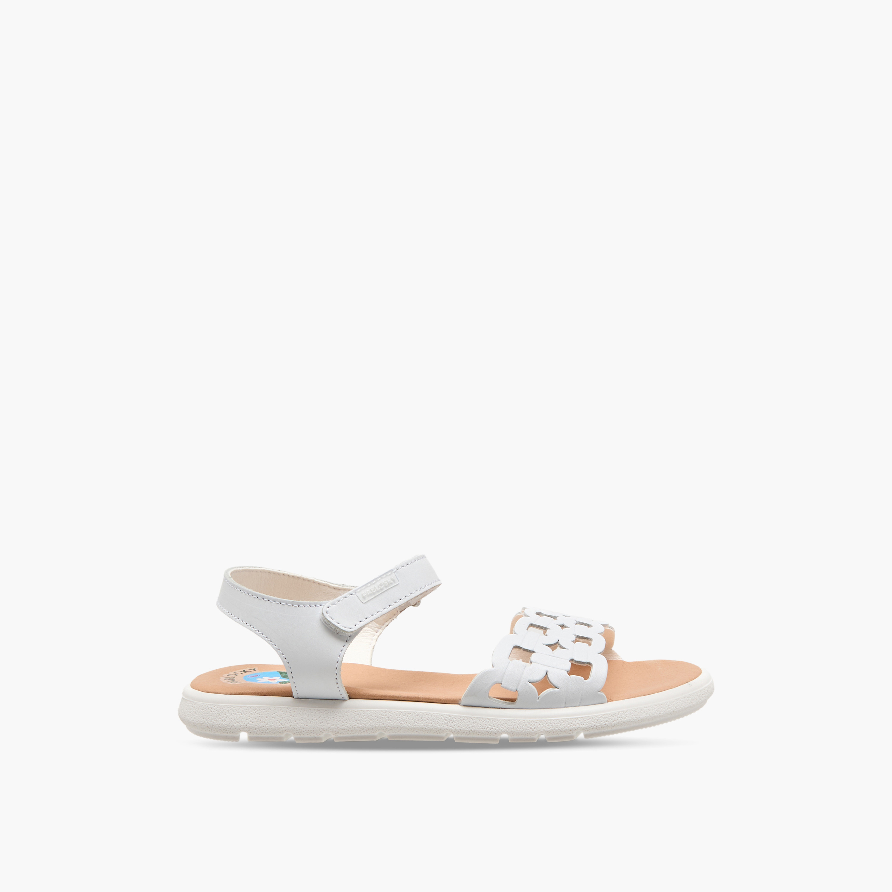 Pablosky Girls Cutout Detail Hook & Loop Leather Sandals-girls-shoes-sandals-image-2