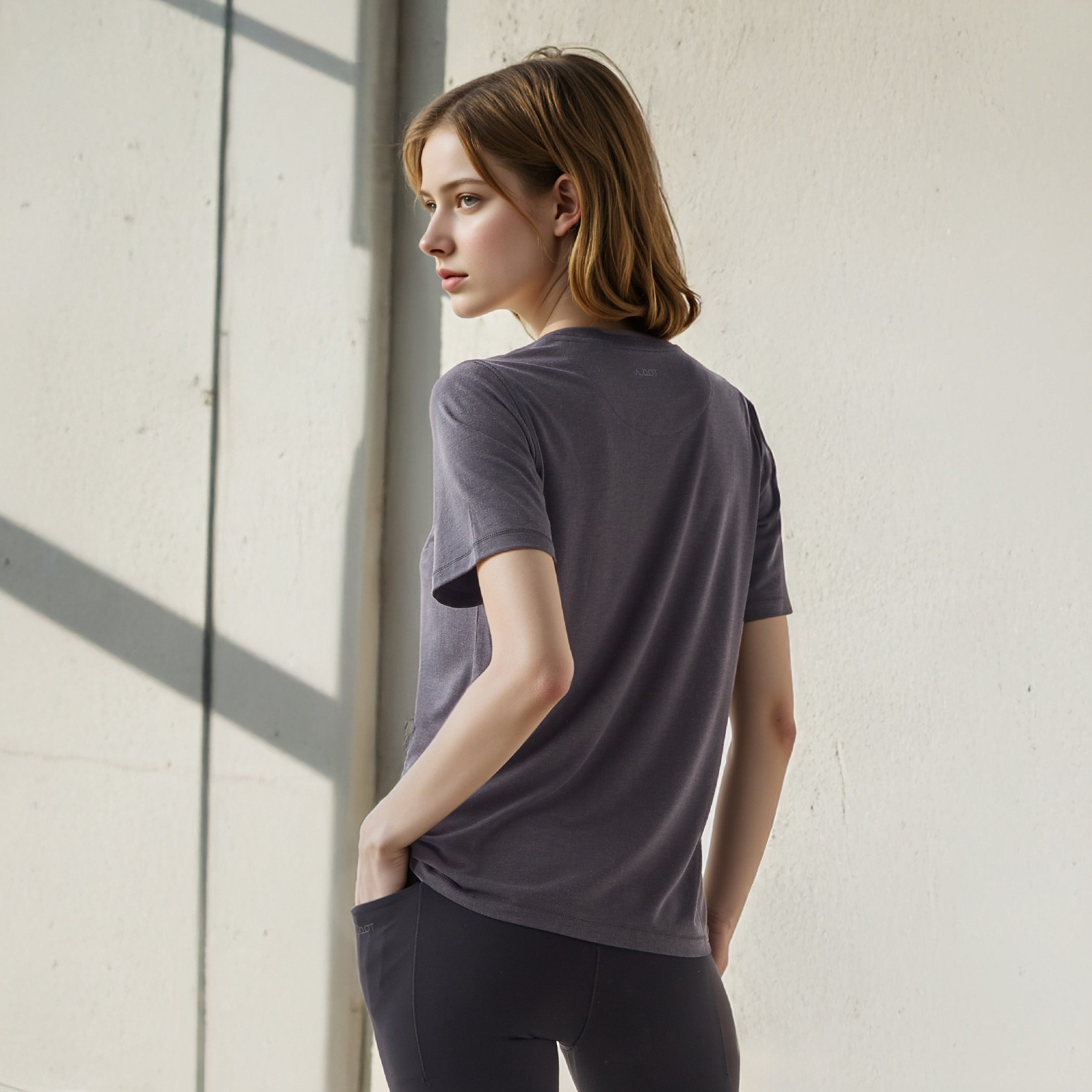 Seamless Crew Neck T-shirt with Short Sleeves-women-clothing-tshirts-image-3