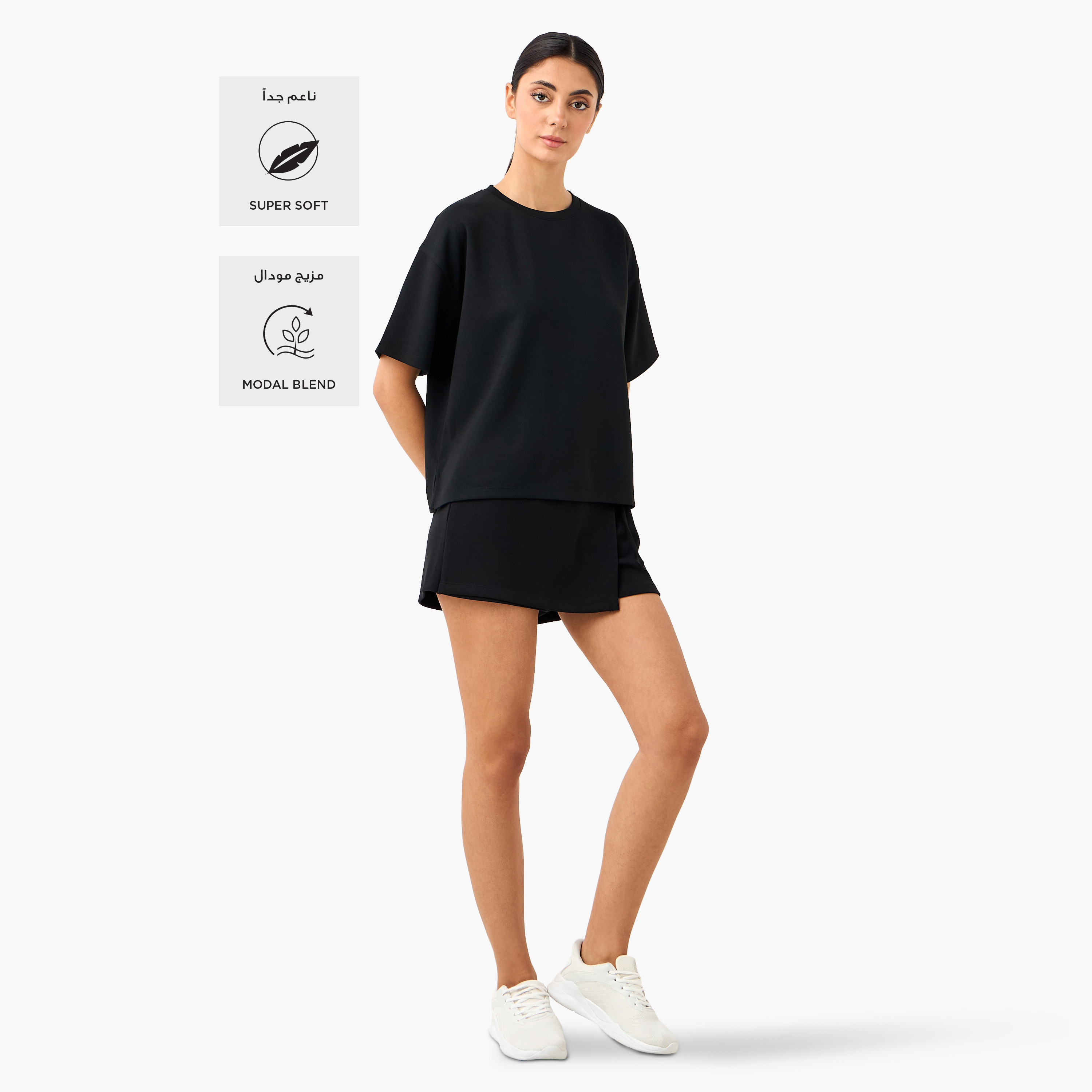 Oversized T-shirt with Side Slit-women-clothing-tshirts-image-2