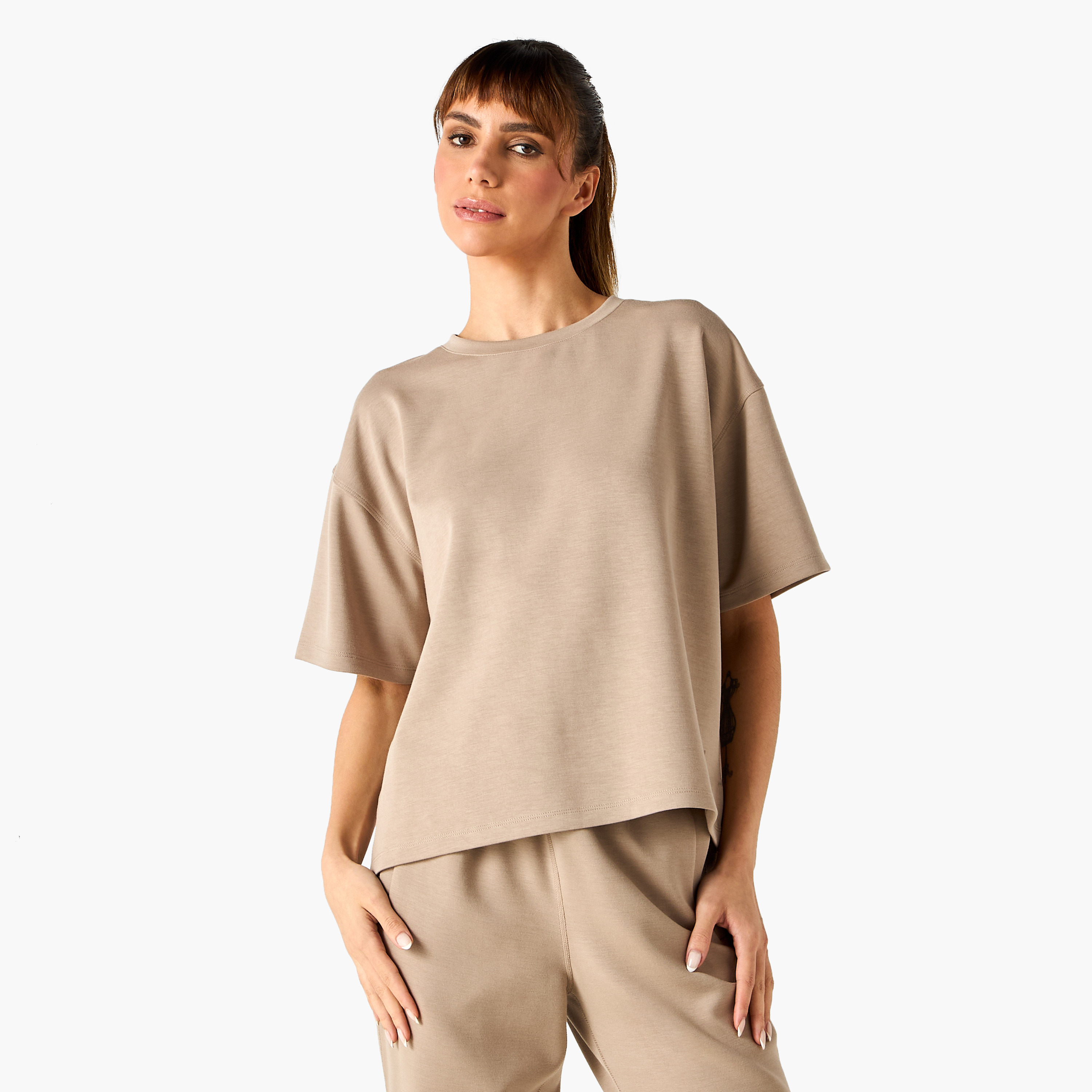 تيشيرت فضفاض بفتحة جانبية-women-clothing-tshirts-image-1